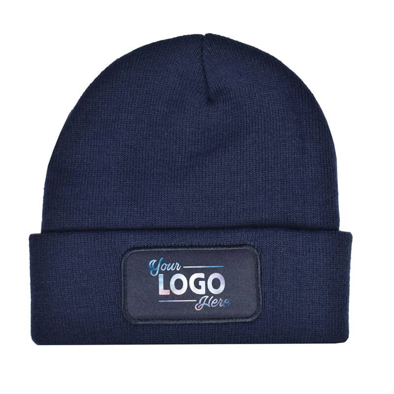 Strickmütze mit Label 100 % rPET
