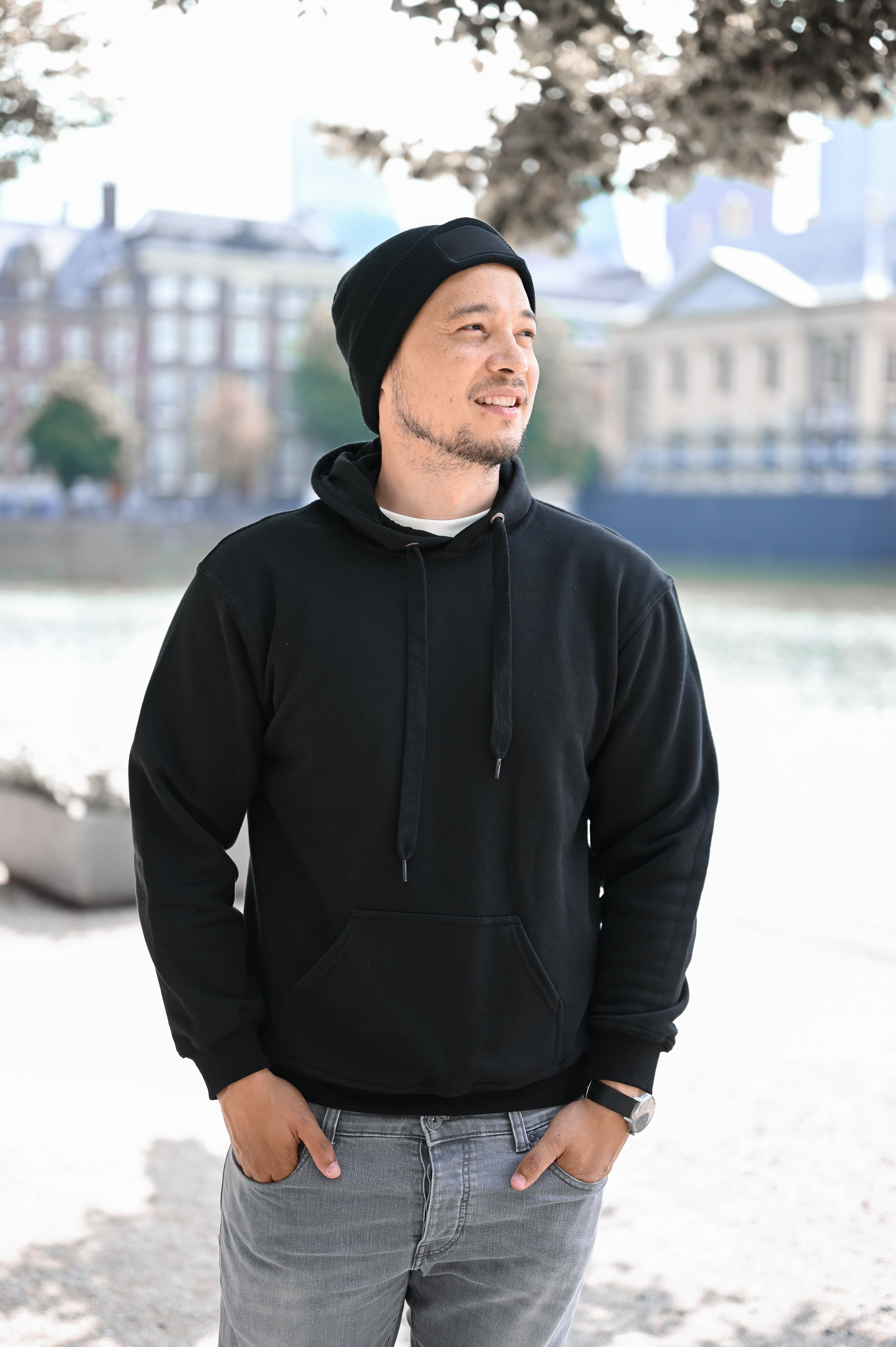 Strickmütze mit Label
