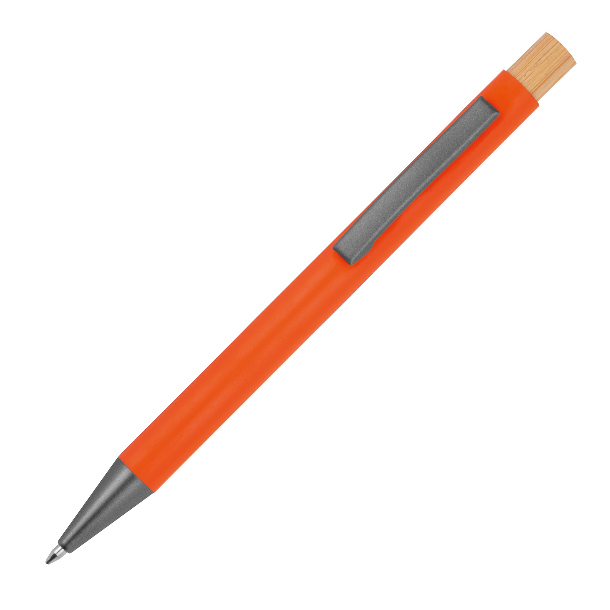 Kugelschreiber aus recyceltem Aluminium mit Bambusdrücker ROSARIO