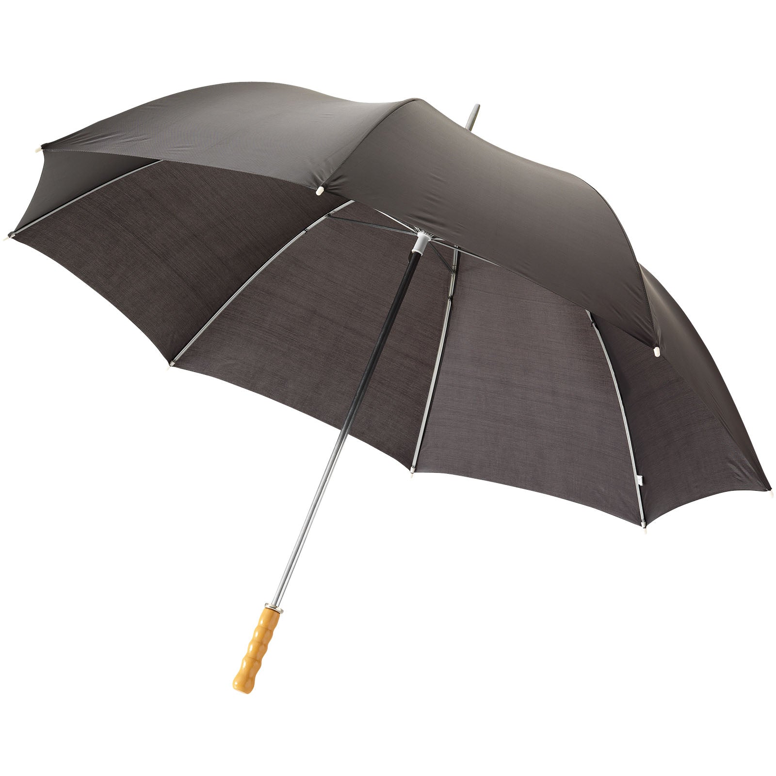 Karl 30" Golfschirm mit Holzgriff – Schwarz