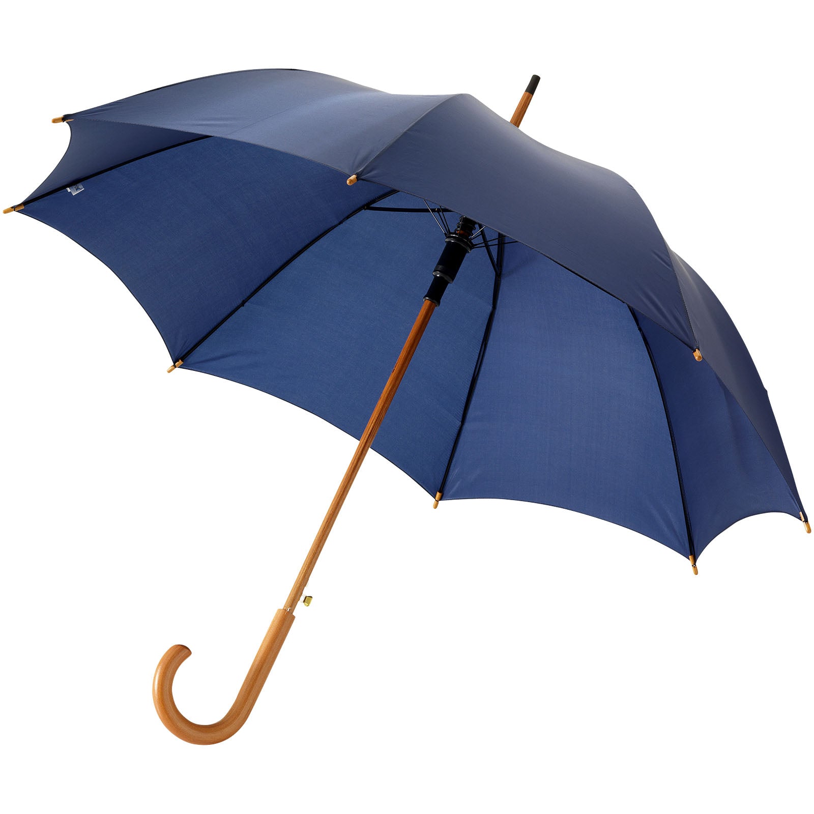 Kyle 23" Automatikregenschirm mit Holzstange und -griff – Navy