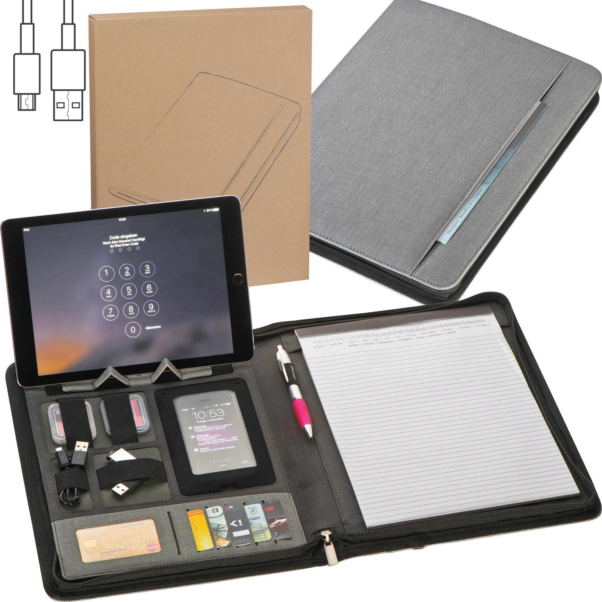 A4 Schreibmappe mit integrierter Powerbank JOCELYN