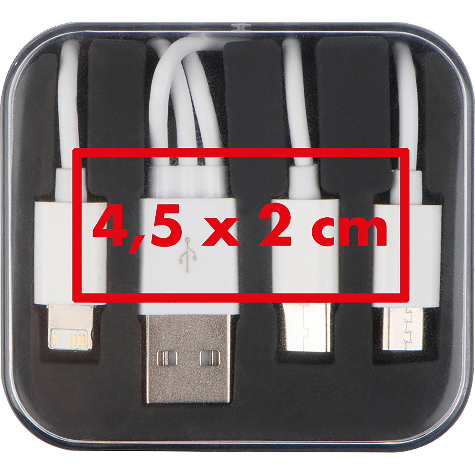 Kunststoffbox mit 3in1 USB Ladekabel BRITTANY