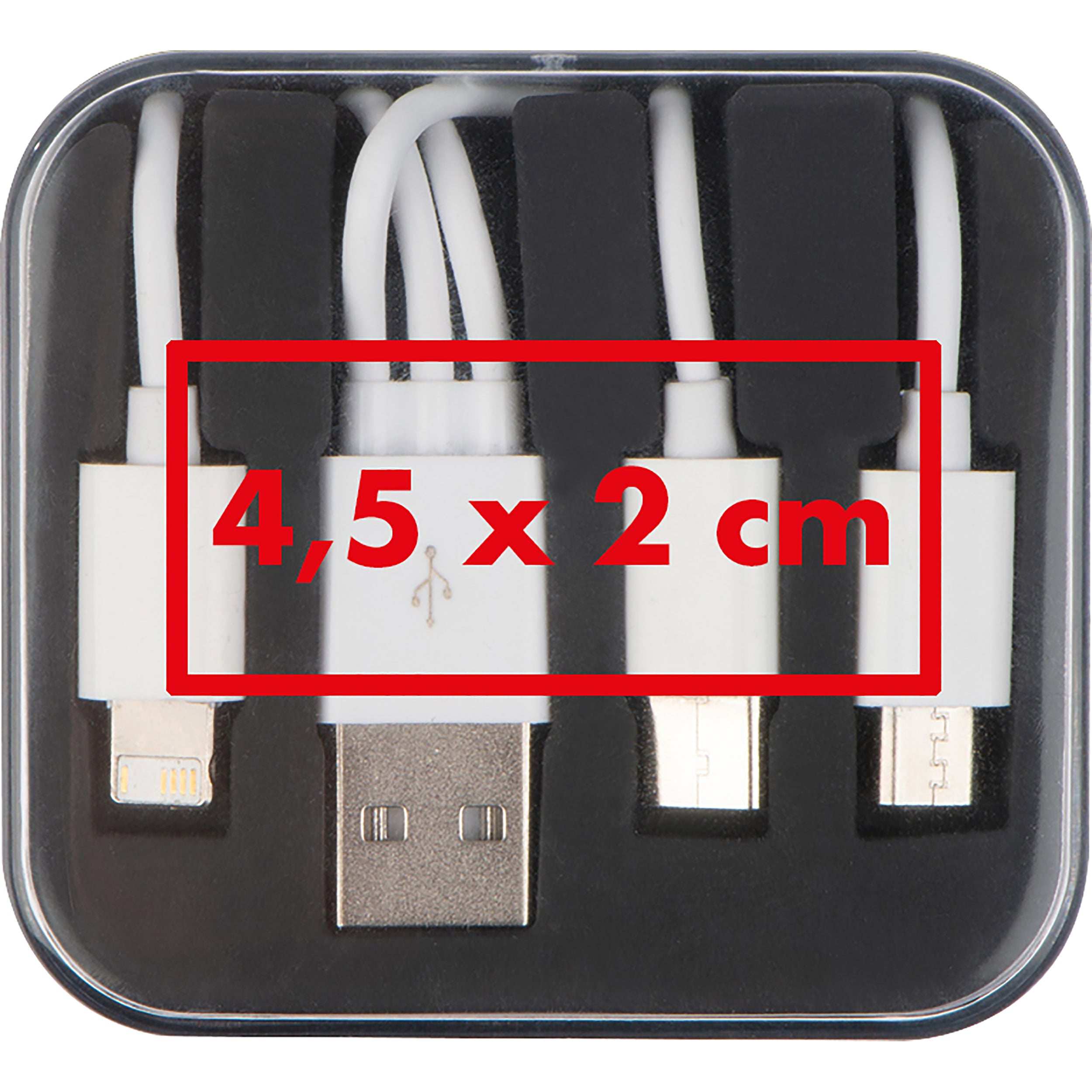 Kunststoffbox mit 3in1 USB Ladekabel BRITTANY