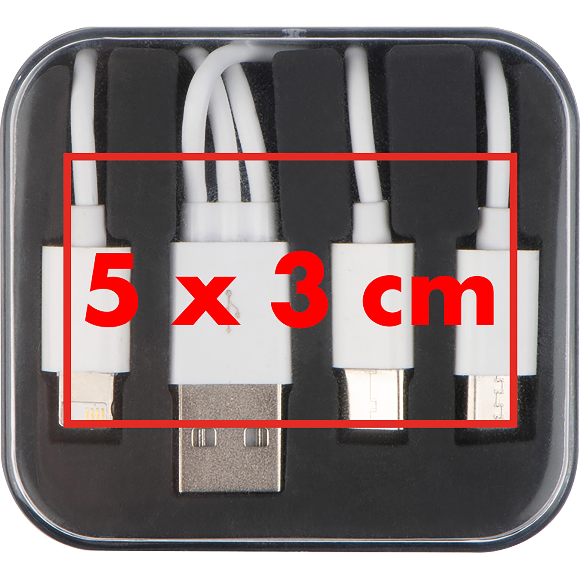 Kunststoffbox mit 3in1 USB Ladekabel BRITTANY