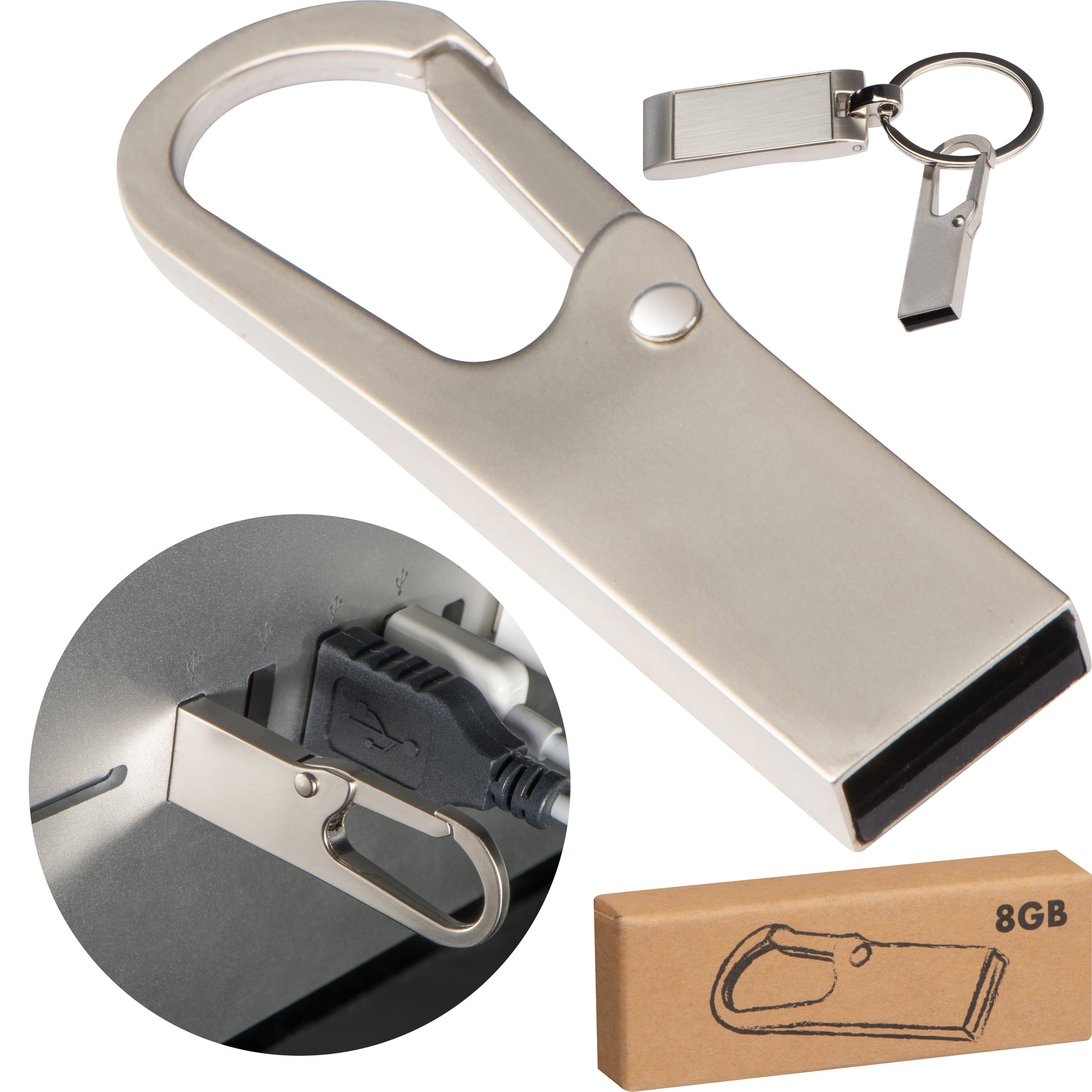 USB-Stick Metall mit Karabinerhaken 8 GB DONALD
