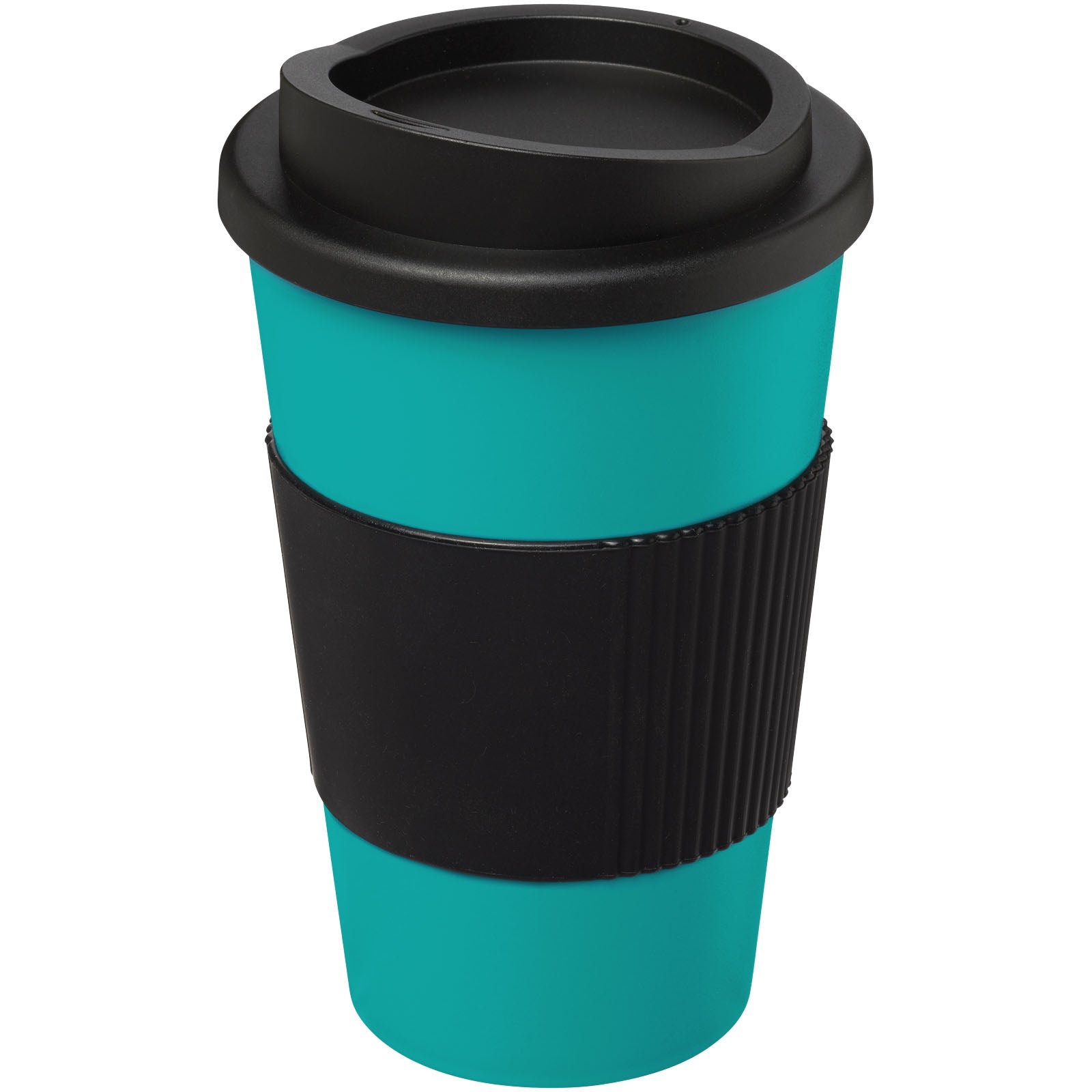 Americano® 350 ml Isolierbecher mit Schutzring – Aquablau und Schwarz