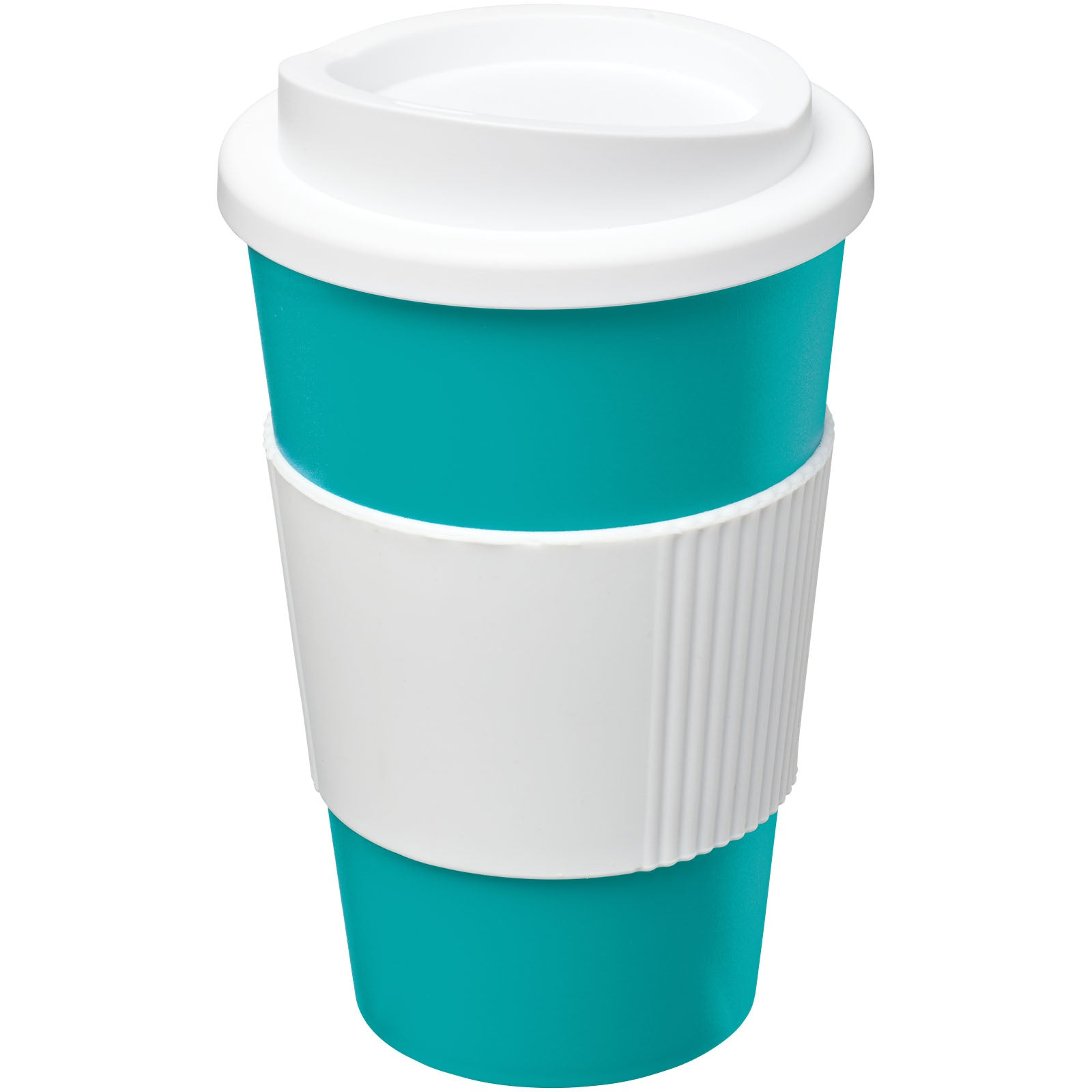 Americano® 350 ml Isolierbecher mit Schutzring – Aquablau und Weiss