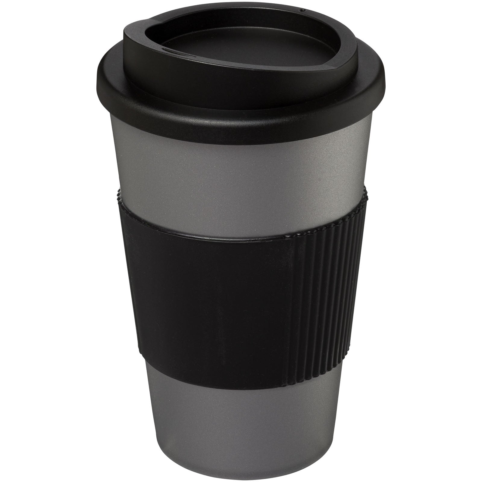 Americano® 350 ml Isolierbecher mit Schutzring – Silber und Schwarz
