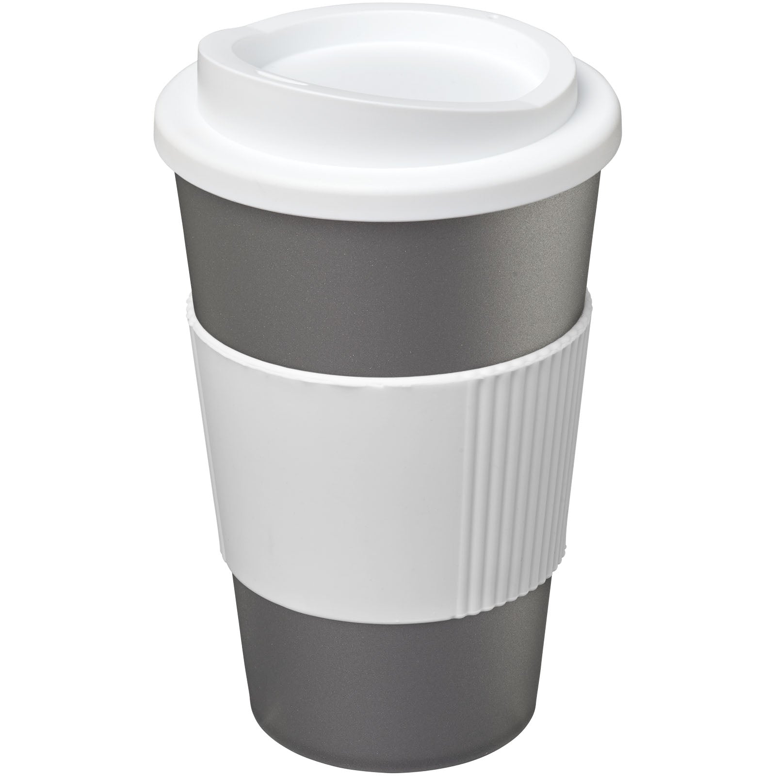 Americano® 350 ml Isolierbecher mit Schutzring – Silber und Weiss