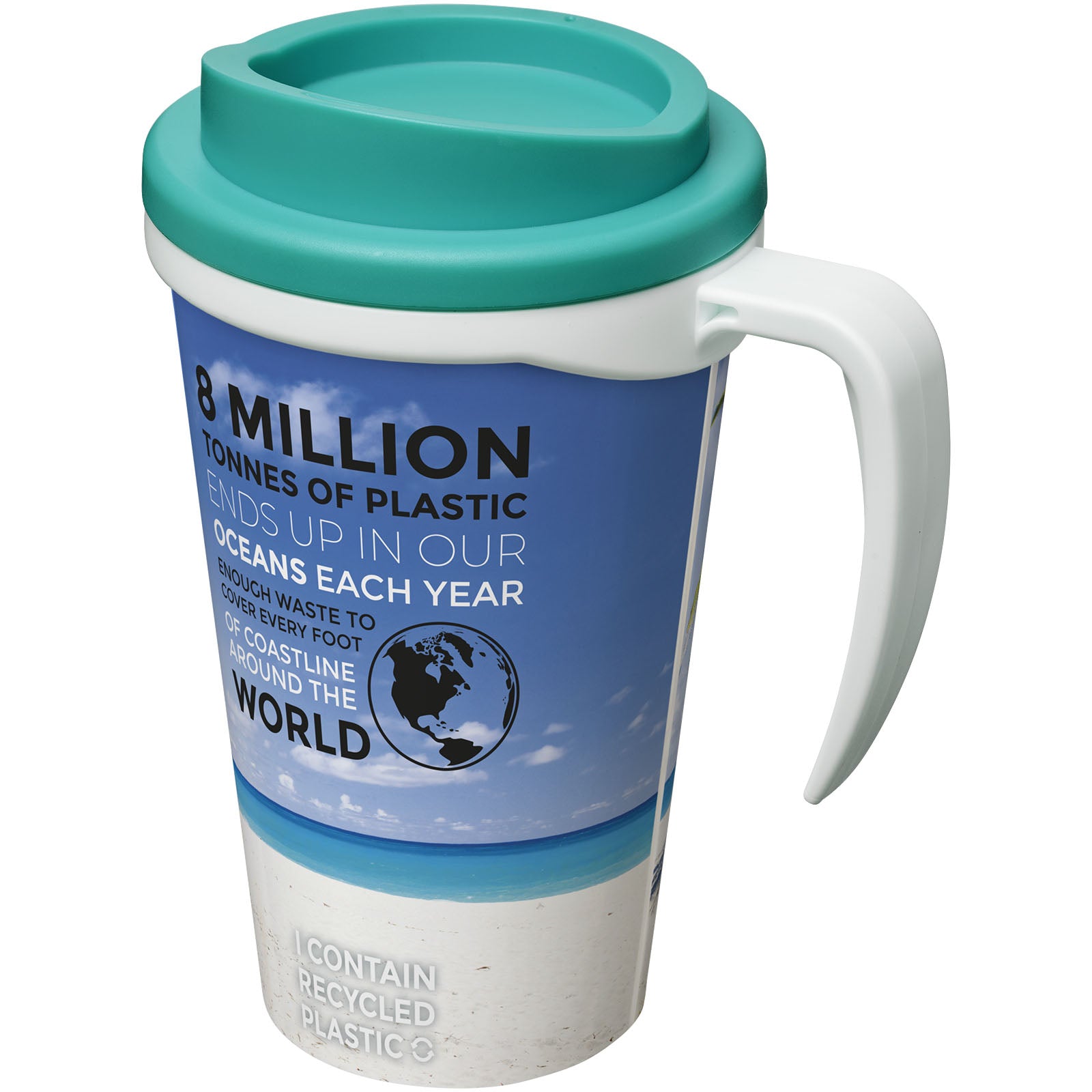 Brite-Ameriano® Grande 350 ml Isolierbecher – Weiss und Aquablau
