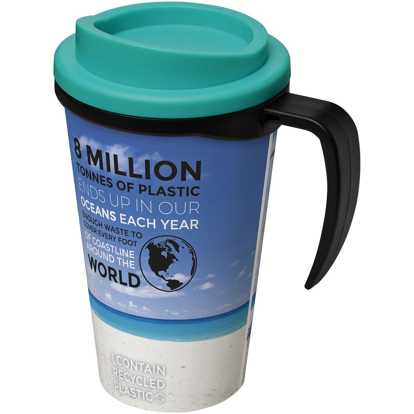 Brite-Ameriano® Grande 350 ml Isolierbecher – Schwarz und Aquablau