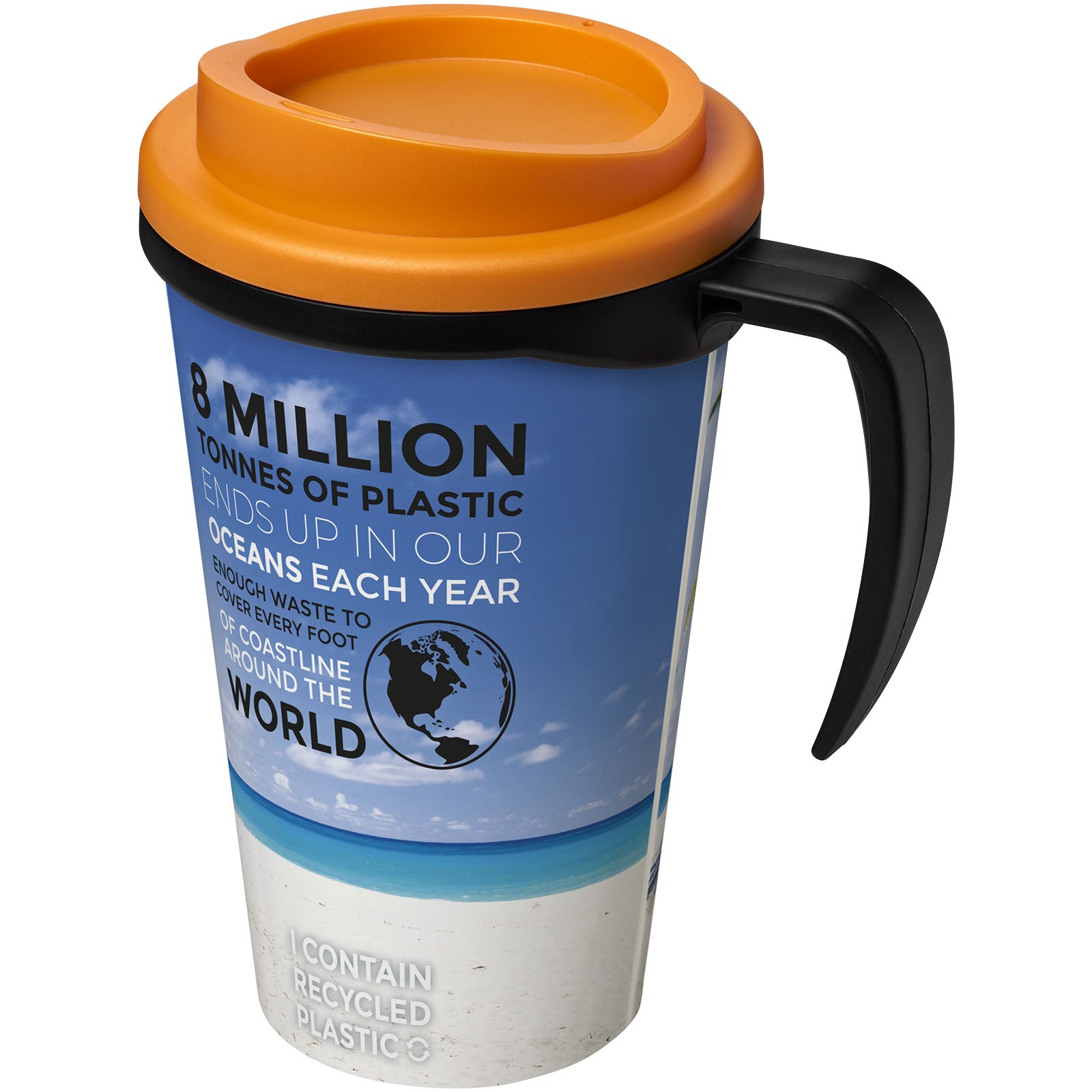 Brite-Ameriano® Grande 350 ml Isolierbecher – Schwarz und Orange