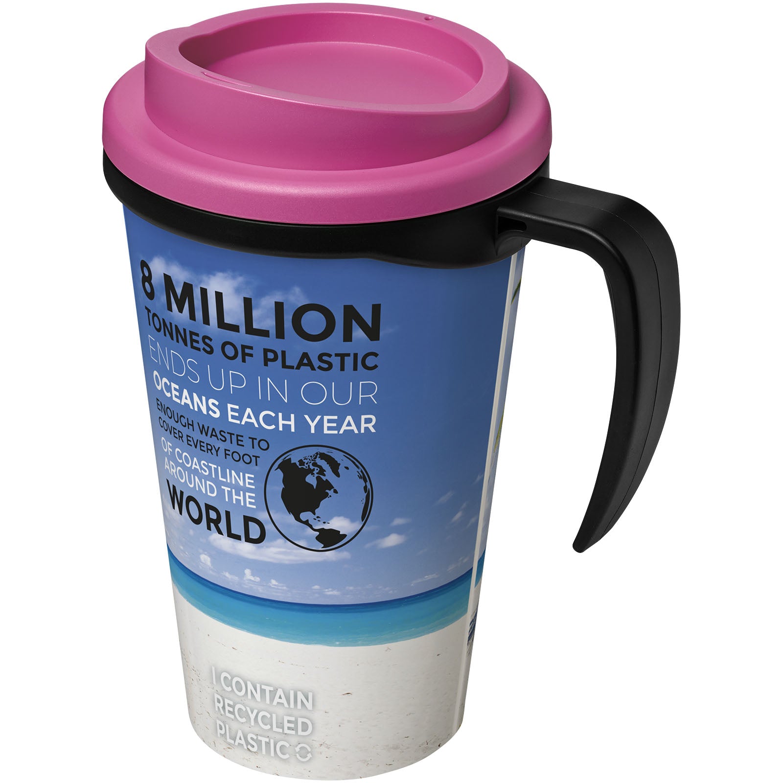 Brite-Ameriano® Grande 350 ml Isolierbecher – Schwarz und Rosa