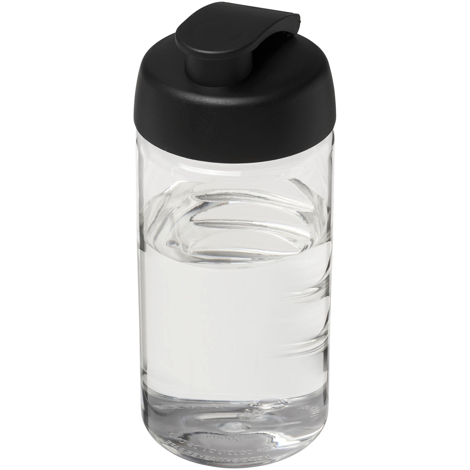 H2O Active® Bop 500 ml Sportflasche mit Klappdeckel – Transparent und Schwarz