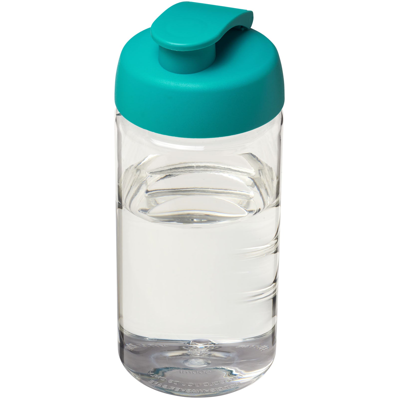 H2O Active® Bop 500 ml Sportflasche mit Klappdeckel – Transparent und Aquablau