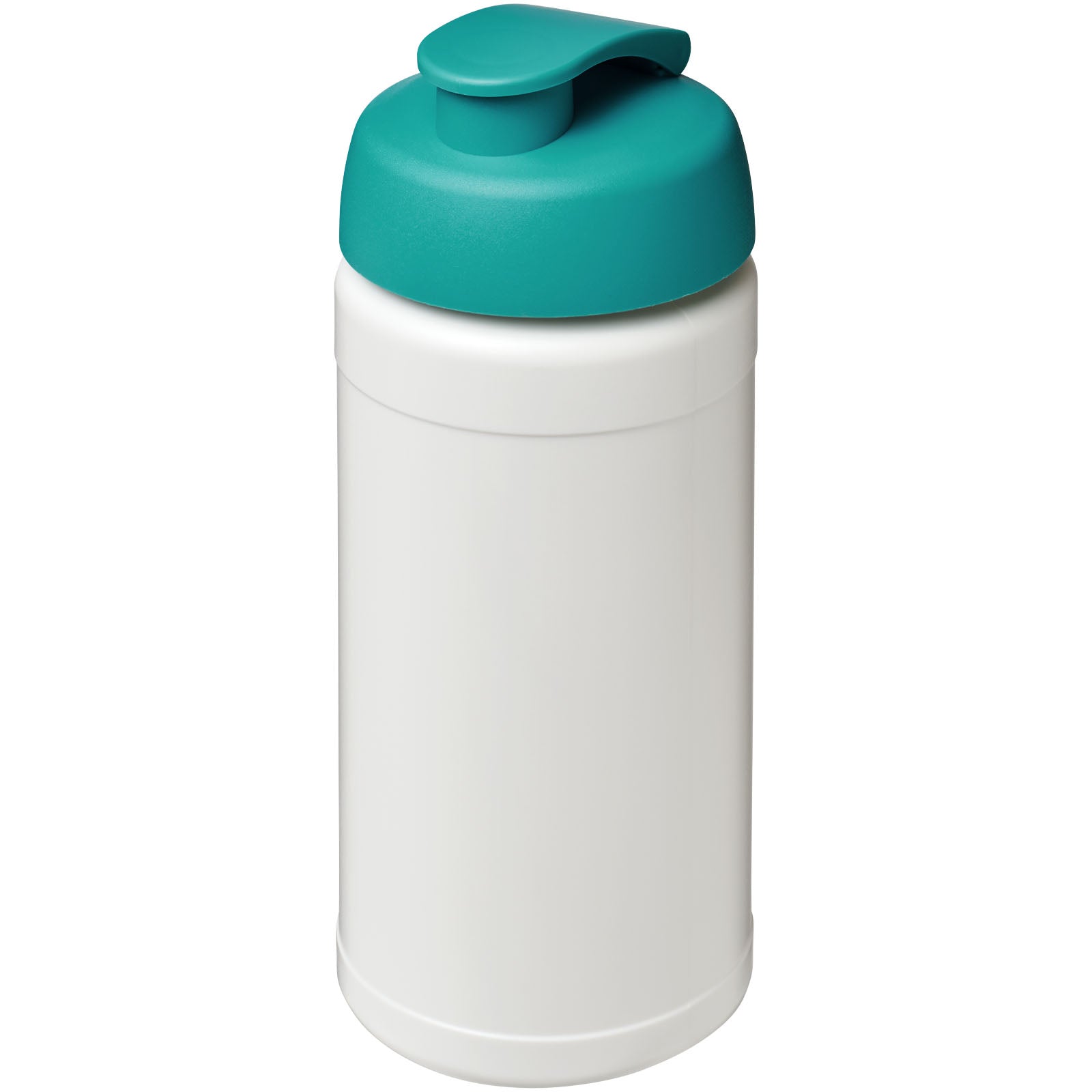 Baseline® Plus 500 ml Sportflasche mit Klappdeckel – Weiss und Aquablau