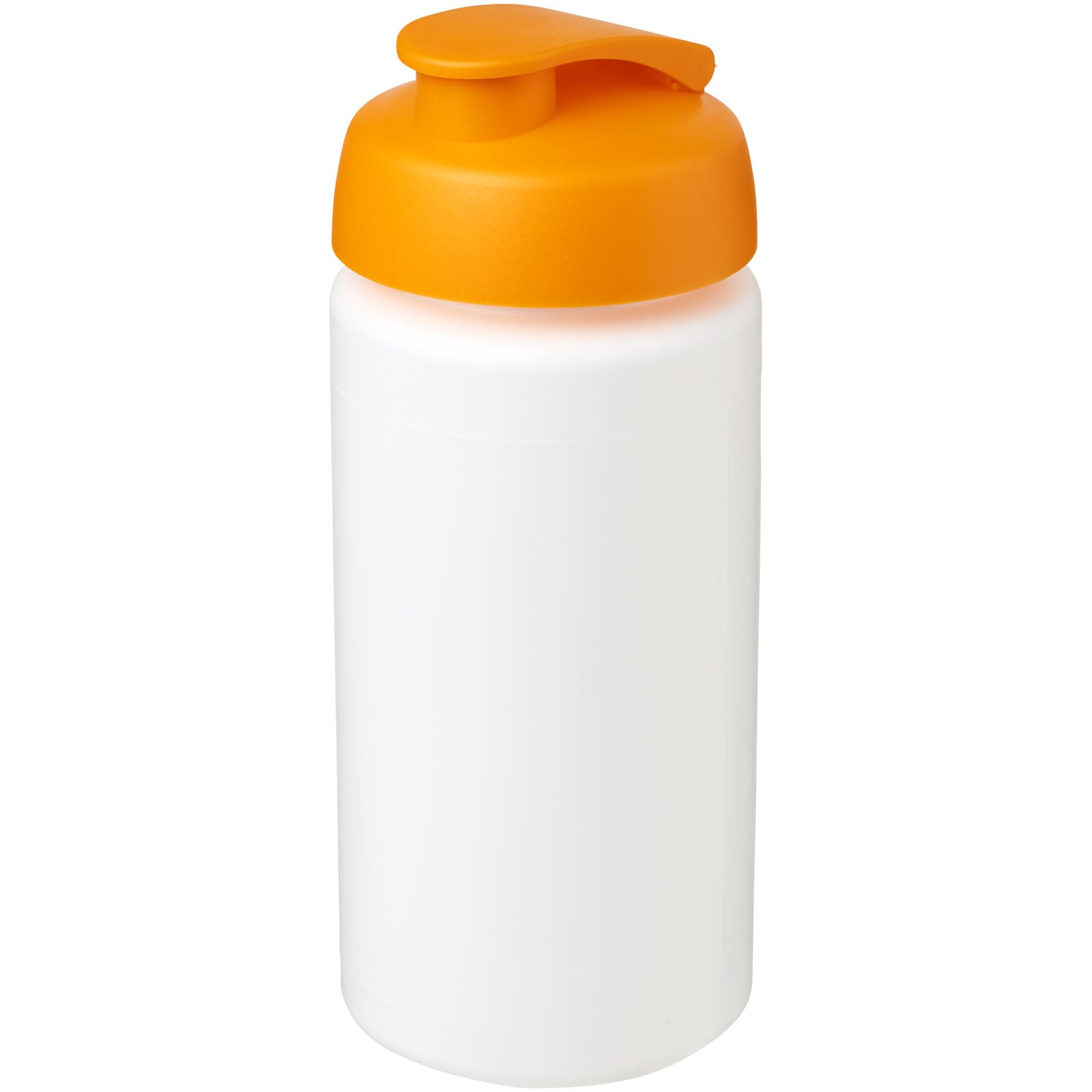 Baseline® Plus grip 500 ml Sportflasche mit Klappdeckel – Weiss und Orange