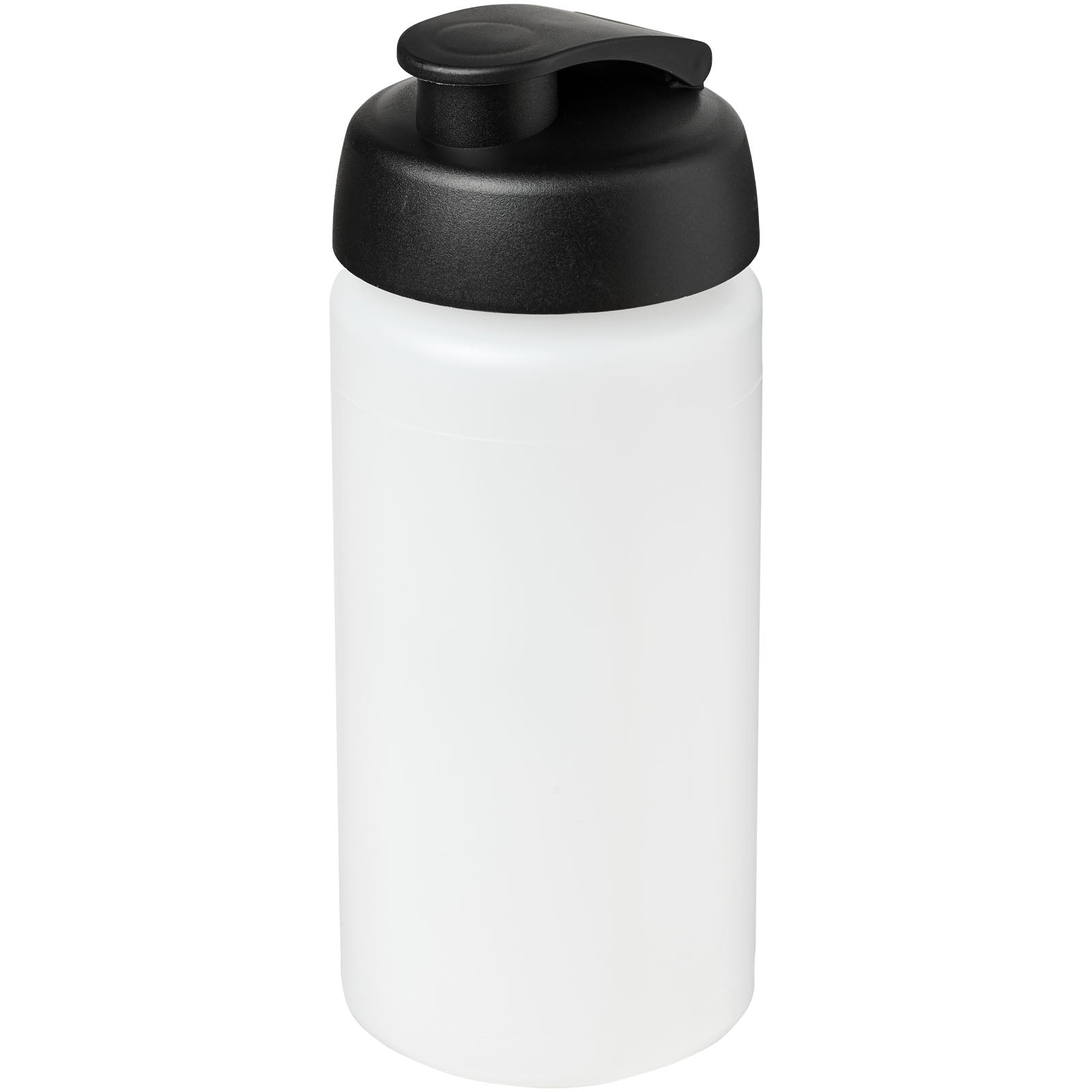Baseline® Plus grip 500 ml Sportflasche mit Klappdeckel – Transparent und Schwarz