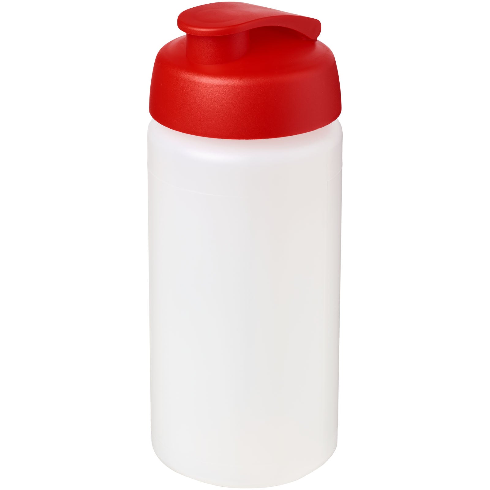 Baseline® Plus grip 500 ml Sportflasche mit Klappdeckel – Transparent und Rot