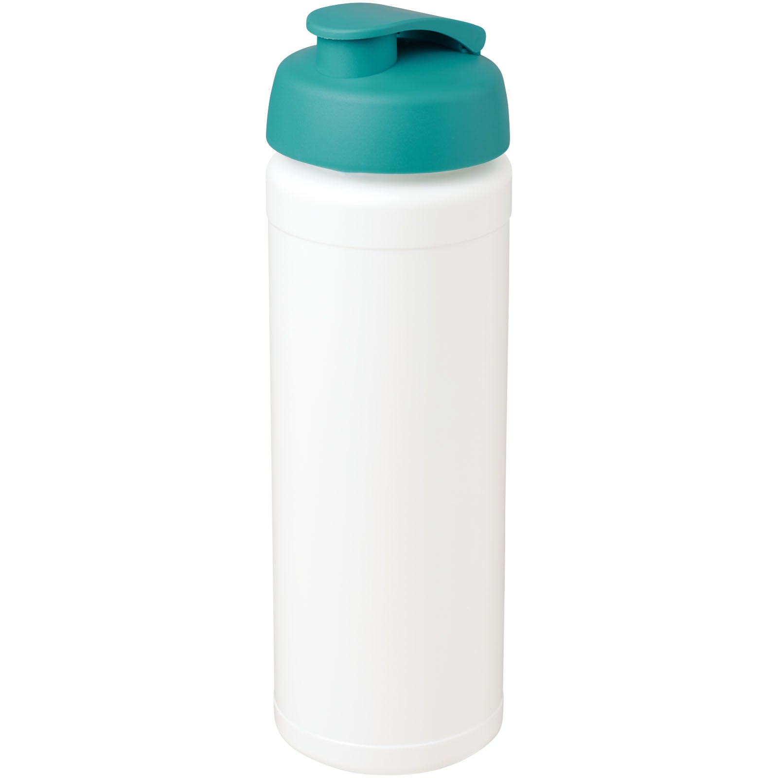 Baseline® Plus grip 750 ml Sportflasche mit Klappdeckel – Weiss und Aquablau