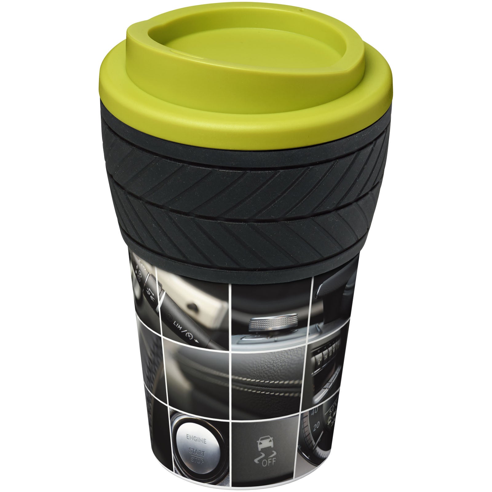 Brite-Americano® 350 ml Isolierbecher mit Schutzring Reifen-Design – Limone