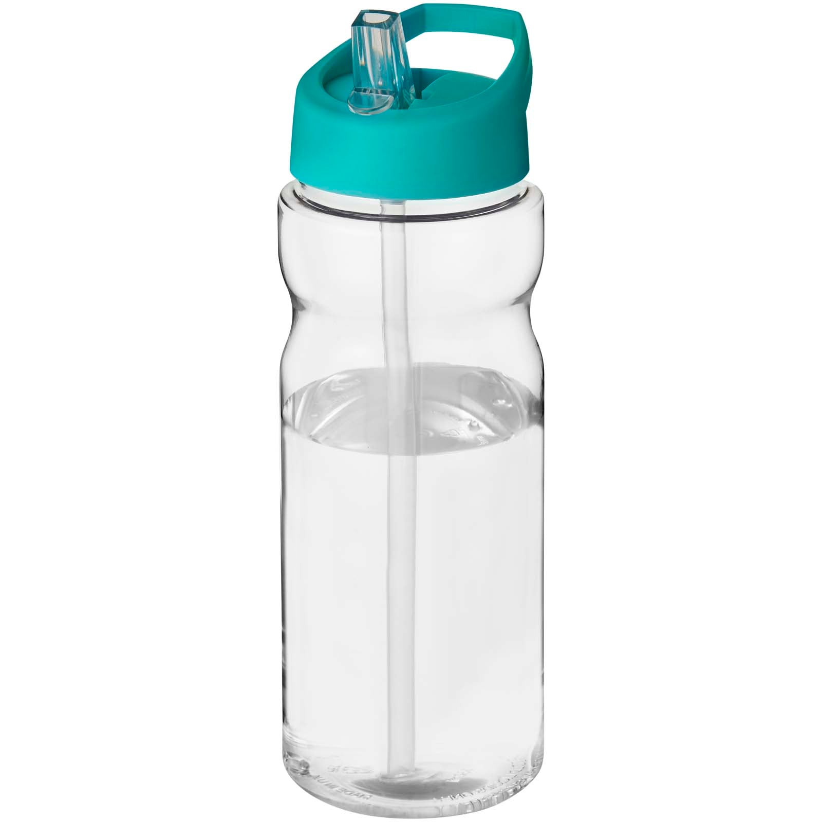 H2O Active® Eco Base 650 ml Sportflasche mit Ausgussdeckel – Transparent und Aquablau
