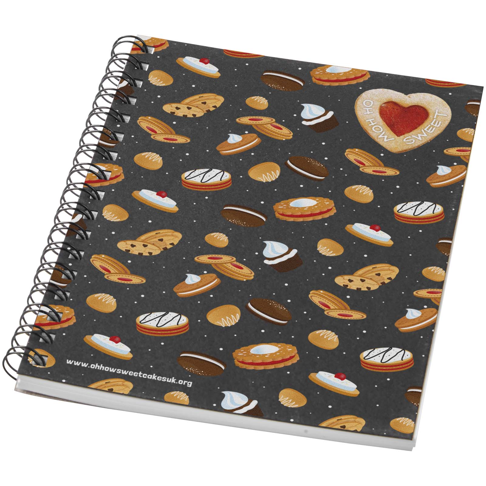 Desk-Mate® A6 farbiges Notizbuch mit Spiralbindung – Schwarz