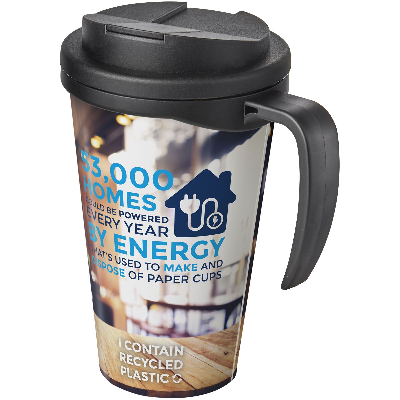 Brite-Ameriano® Grande 350 ml Isolierbecher mit auslaufsicherem Schraubverschluss – Schwarz