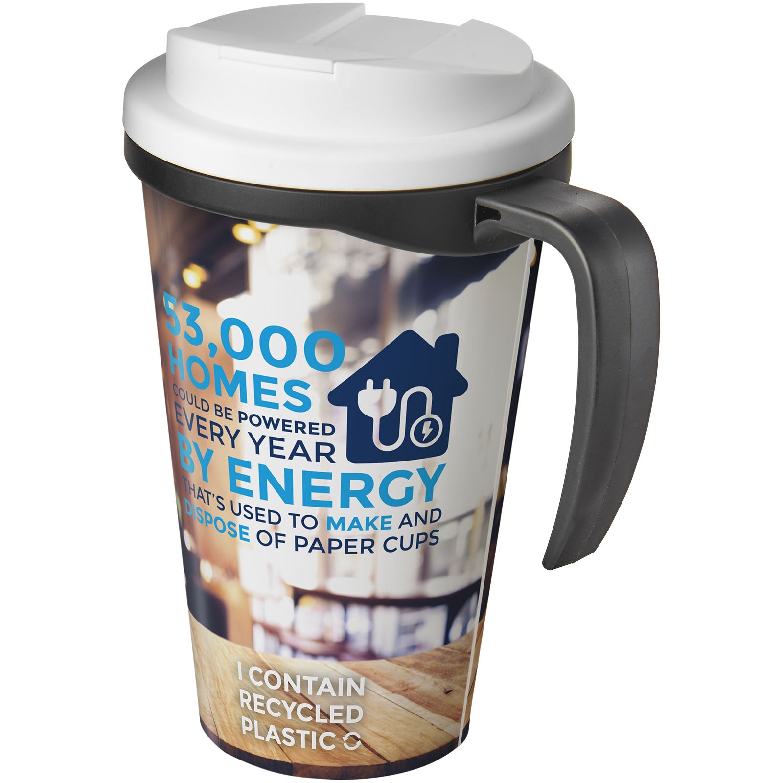 Brite-Ameriano® Grande 350 ml Isolierbecher mit auslaufsicherem Schraubverschluss – Schwarz und Weiss