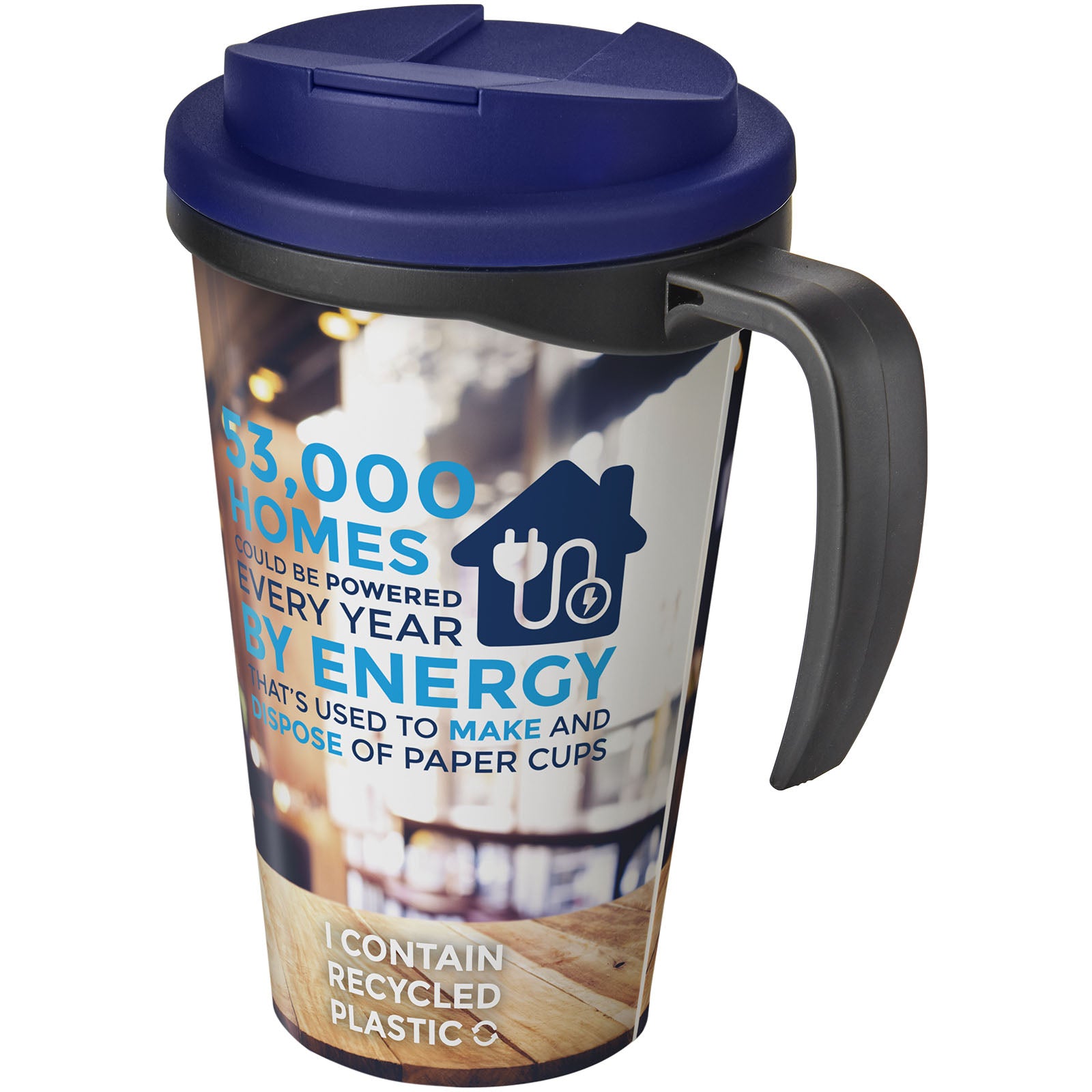 Brite-Ameriano® Grande 350 ml Isolierbecher mit auslaufsicherem Schraubverschluss – Schwarz und Blau