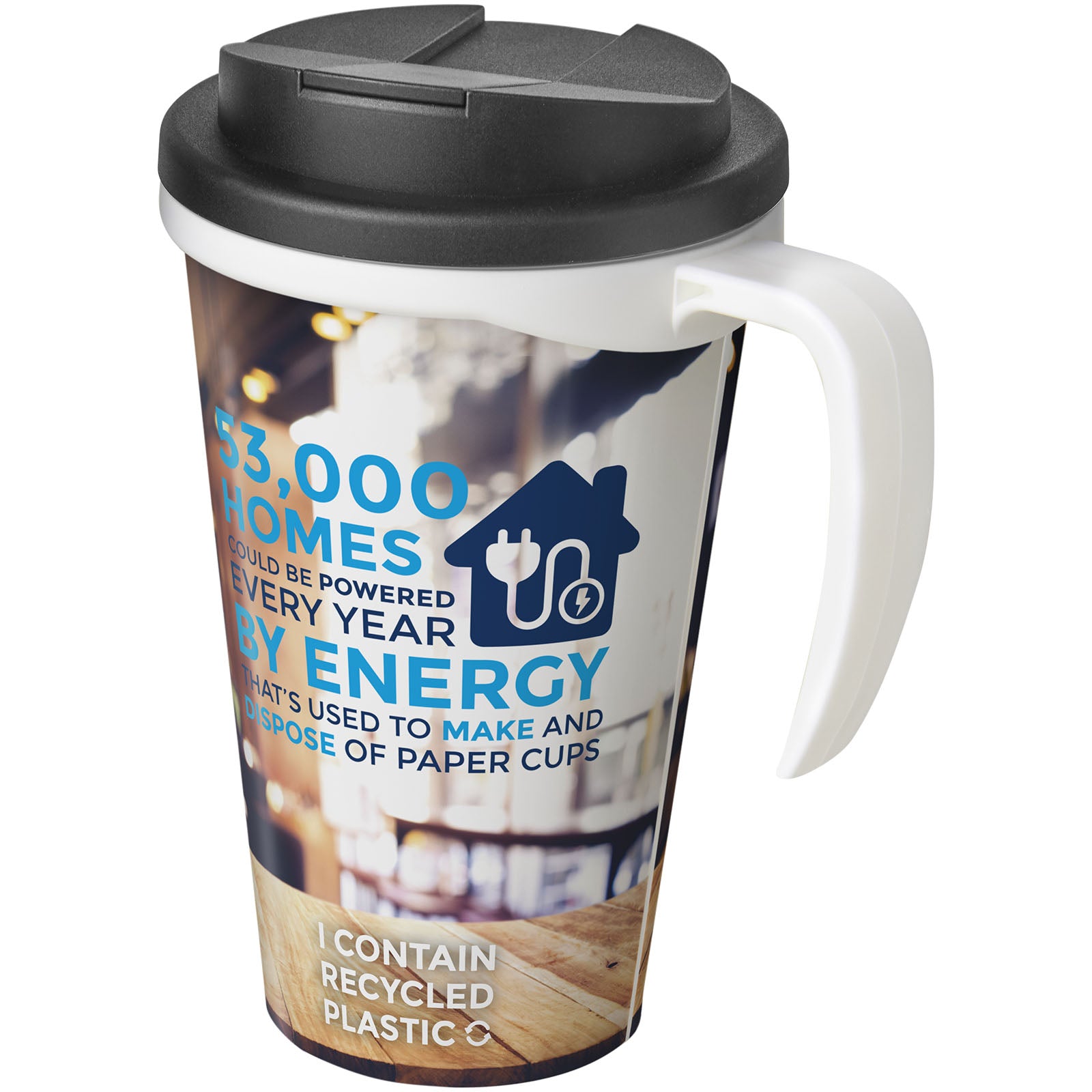 Brite-Ameriano® Grande 350 ml Isolierbecher mit auslaufsicherem Schraubverschluss – Weiss und Schwarz