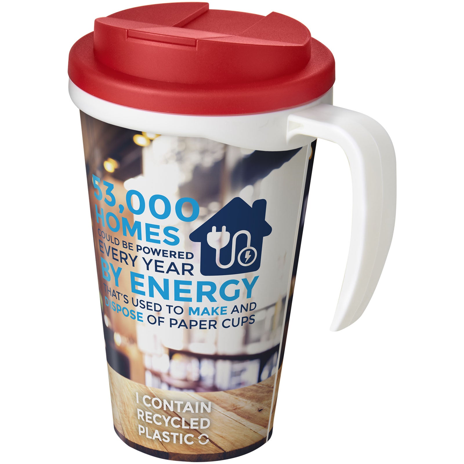 Brite-Ameriano® Grande 350 ml Isolierbecher mit auslaufsicherem Schraubverschluss – Weiss und Rot