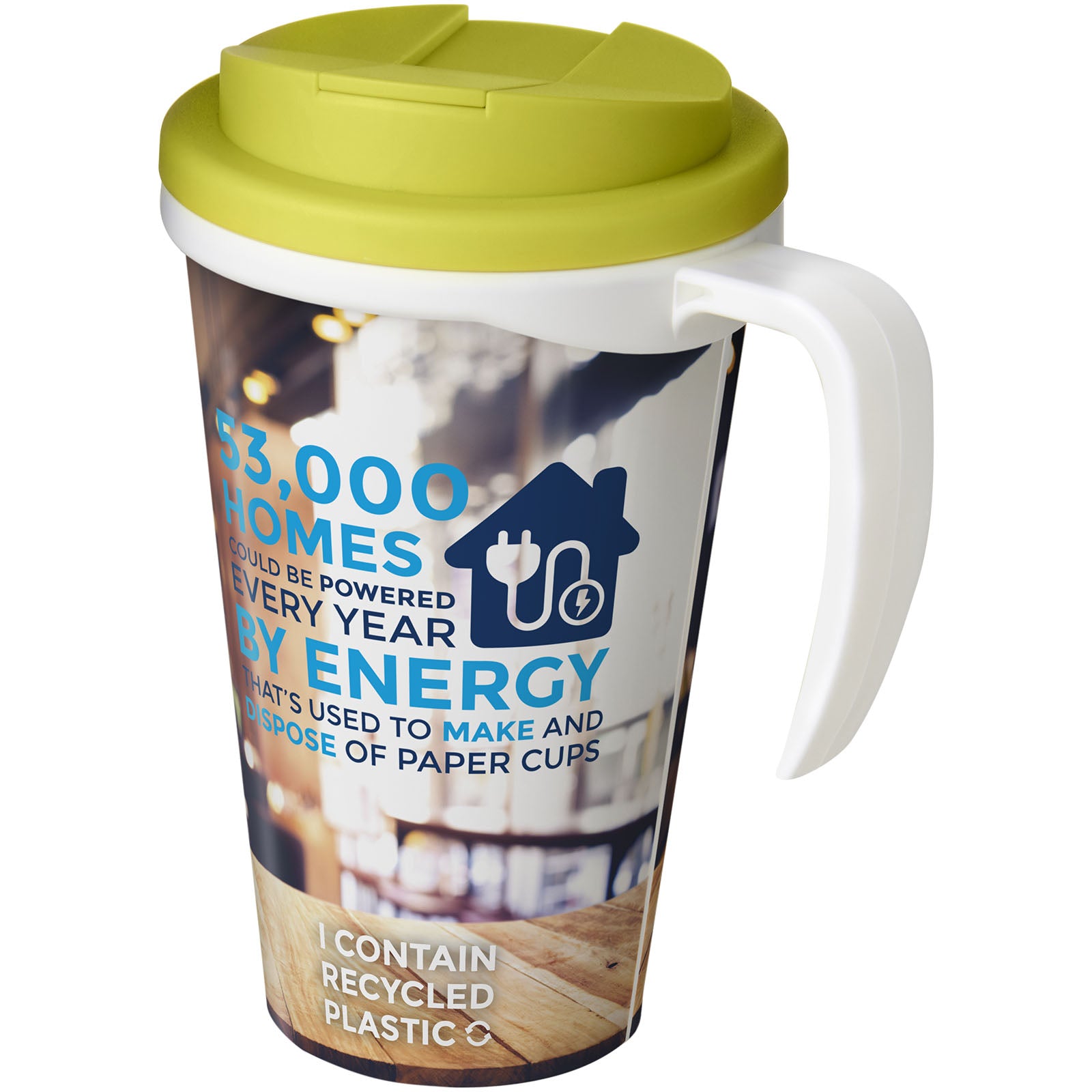 Brite-Ameriano® Grande 350 ml Isolierbecher mit auslaufsicherem Schraubverschluss – Weiss und Limone