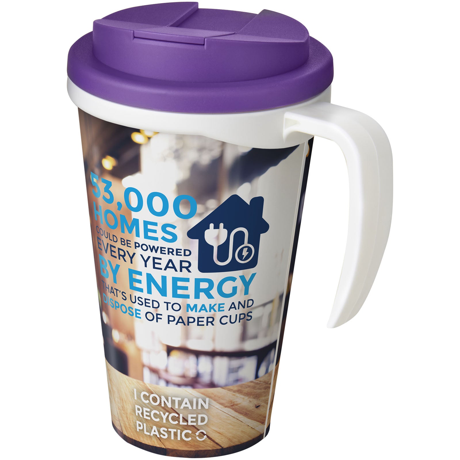 Brite-Ameriano® Grande 350 ml Isolierbecher mit auslaufsicherem Schraubverschluss – Weiss und Lila