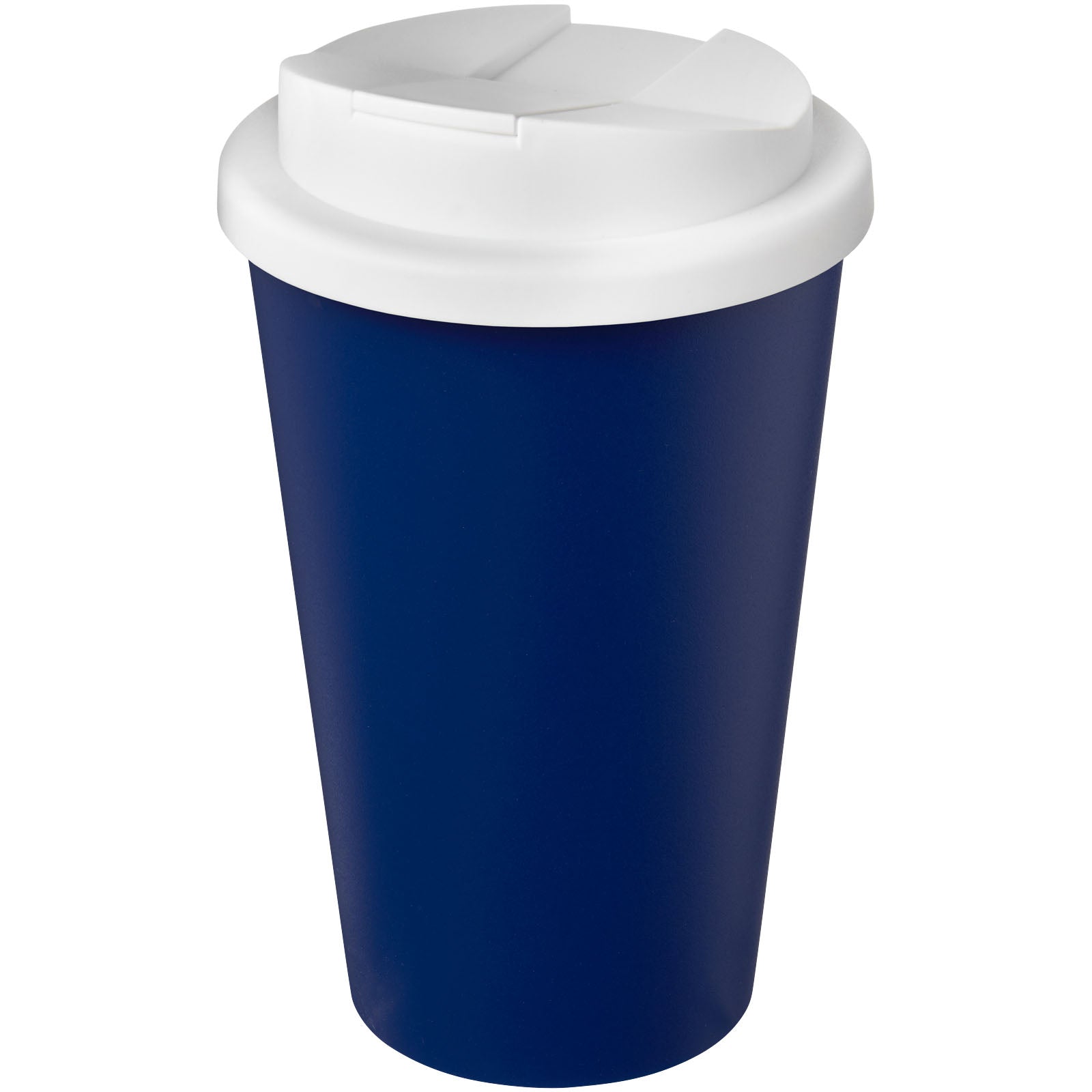 Americano® Eco 350 ml recycelter Becher mit auslaufsicherem Deckel – Blau und Weiss