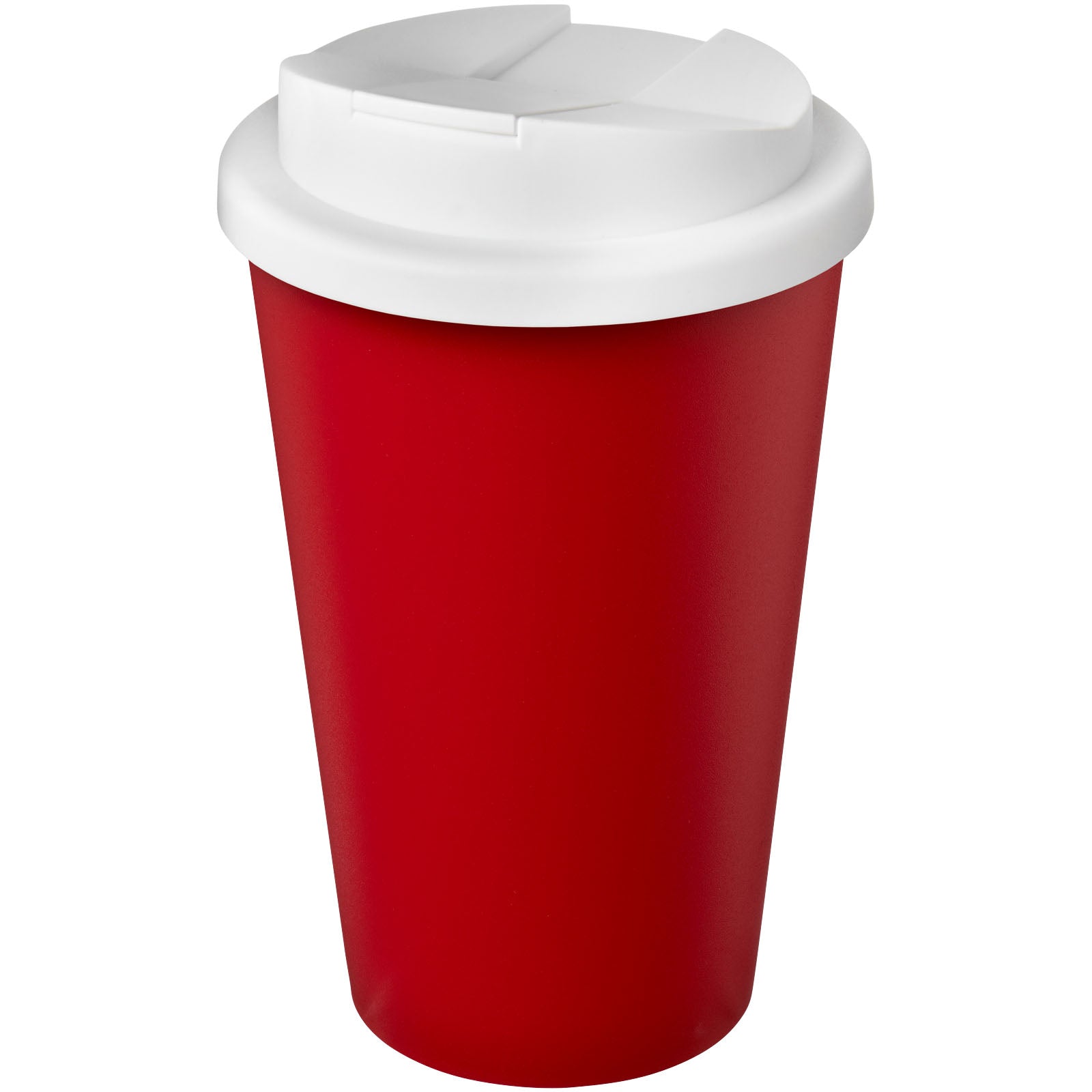 Americano® Eco 350 ml recycelter Becher mit auslaufsicherem Deckel – Rot und Weiss