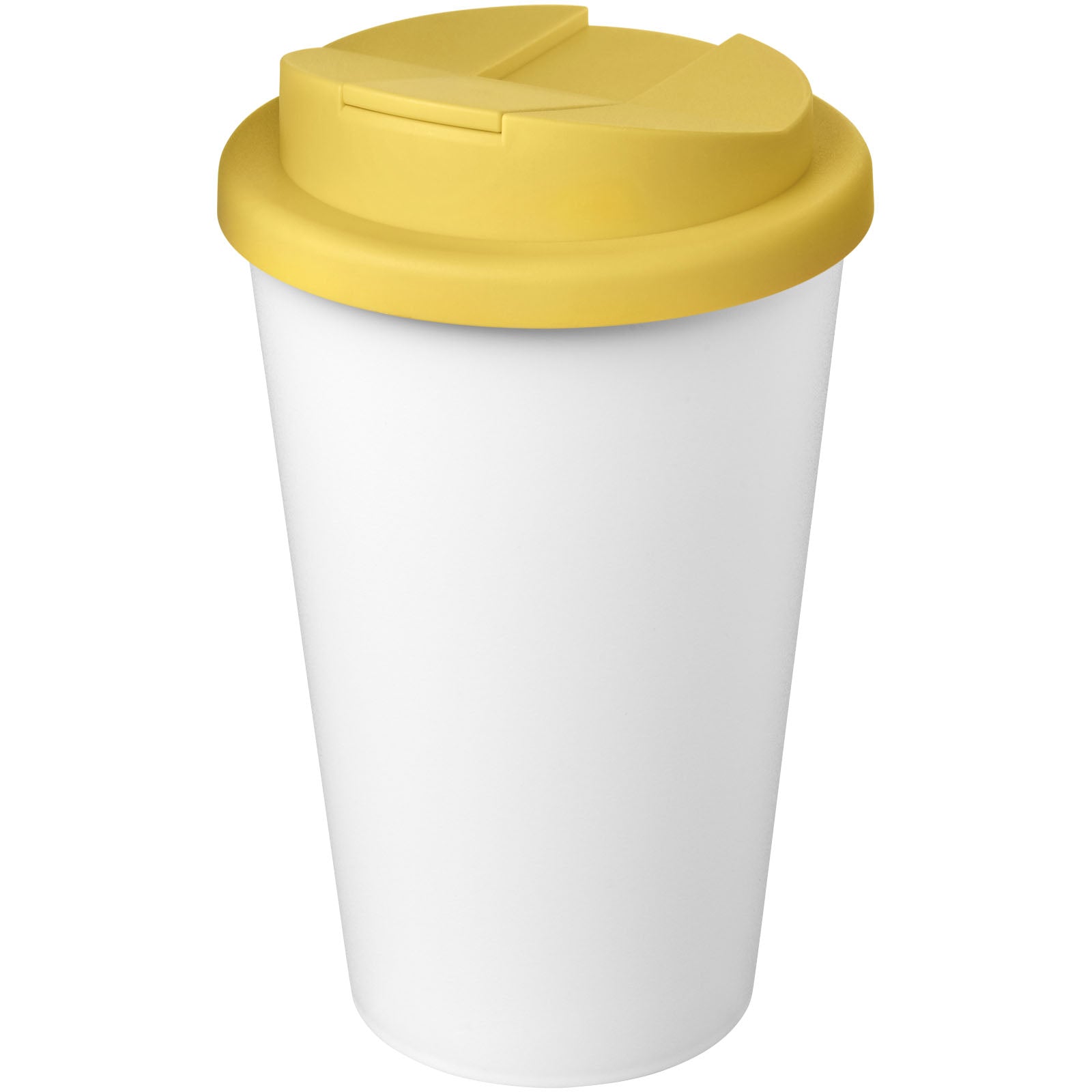 Americano® Eco 350 ml recycelter Becher mit auslaufsicherem Deckel – Gelb und Weiss