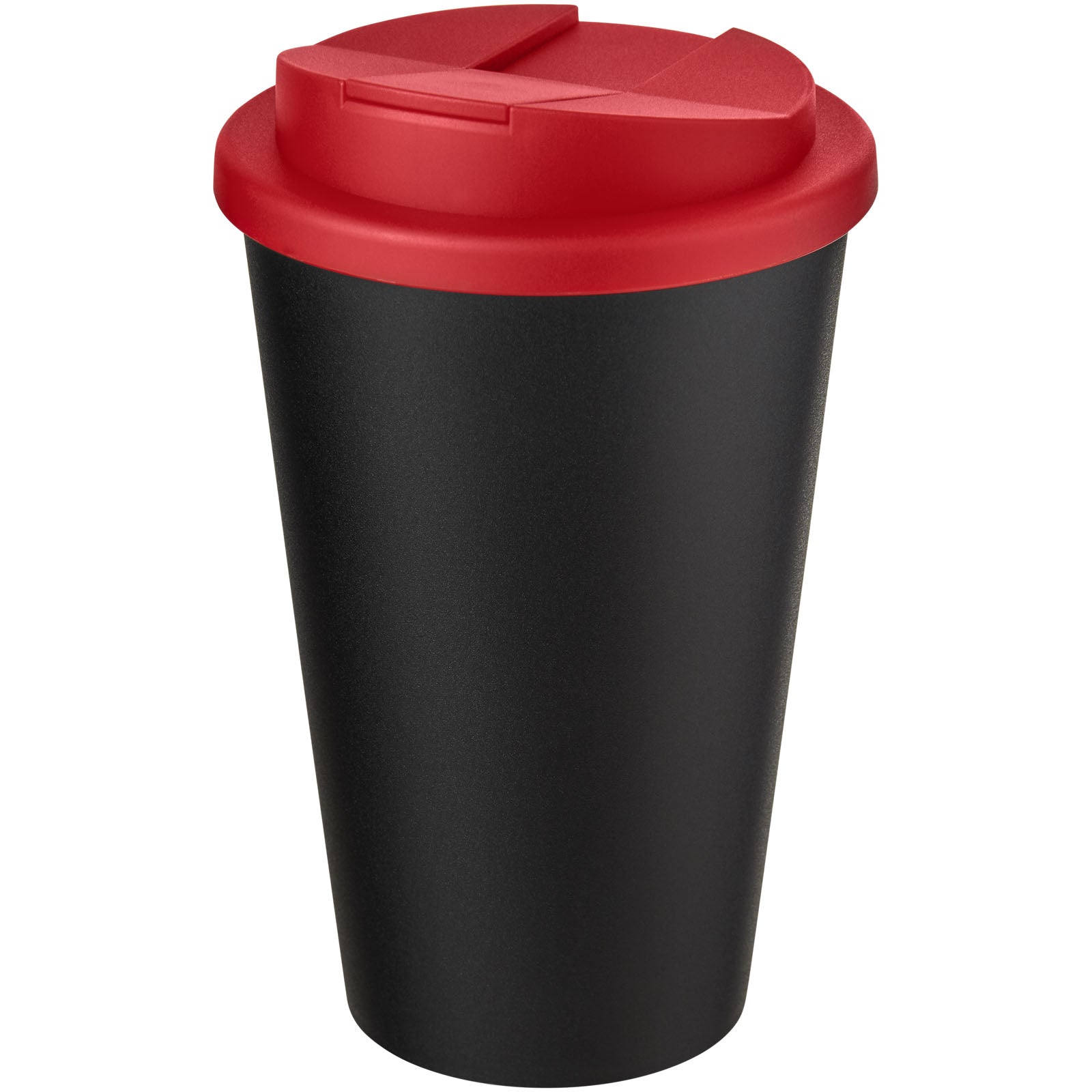 Americano® Eco 350 ml recycelter Becher mit auslaufsicherem Deckel – Rot und Schwarz