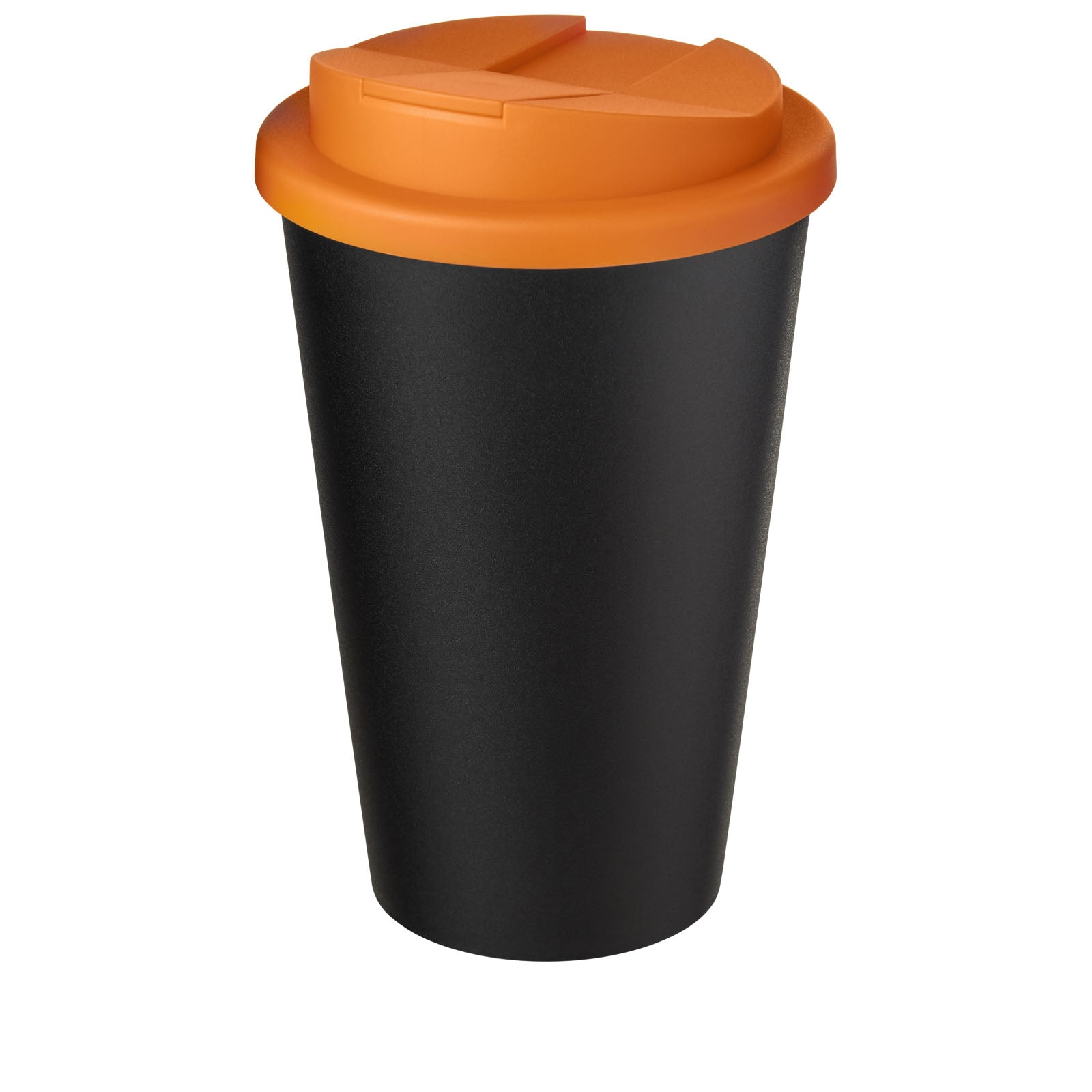 Americano® Eco 350 ml recycelter Becher mit auslaufsicherem Deckel – Orange und Schwarz
