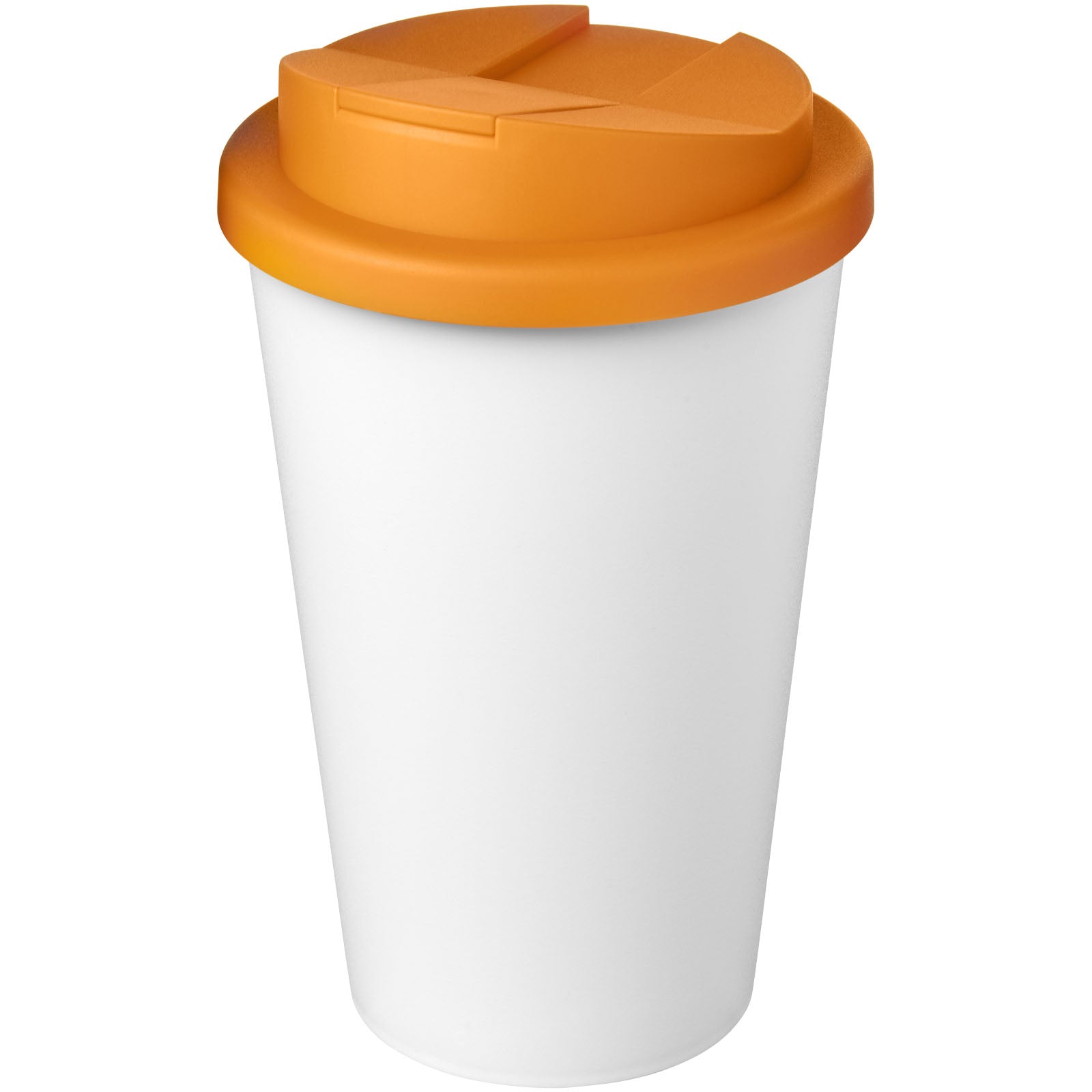Americano® Eco 350 ml recycelter Becher mit auslaufsicherem Deckel – Orange und Weiss