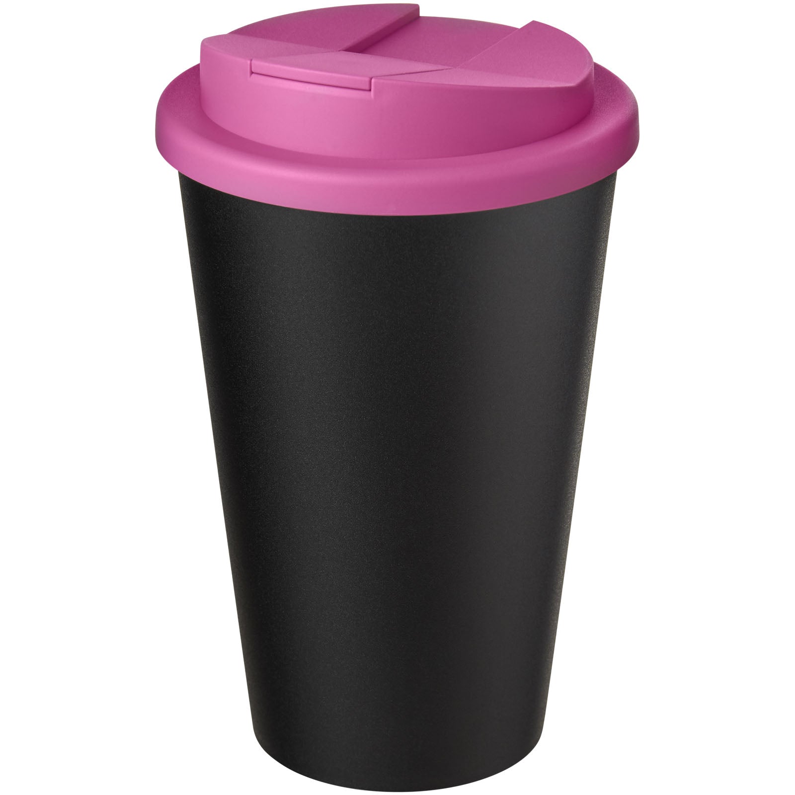 Americano® Eco 350 ml recycelter Becher mit auslaufsicherem Deckel – Rosa und Schwarz