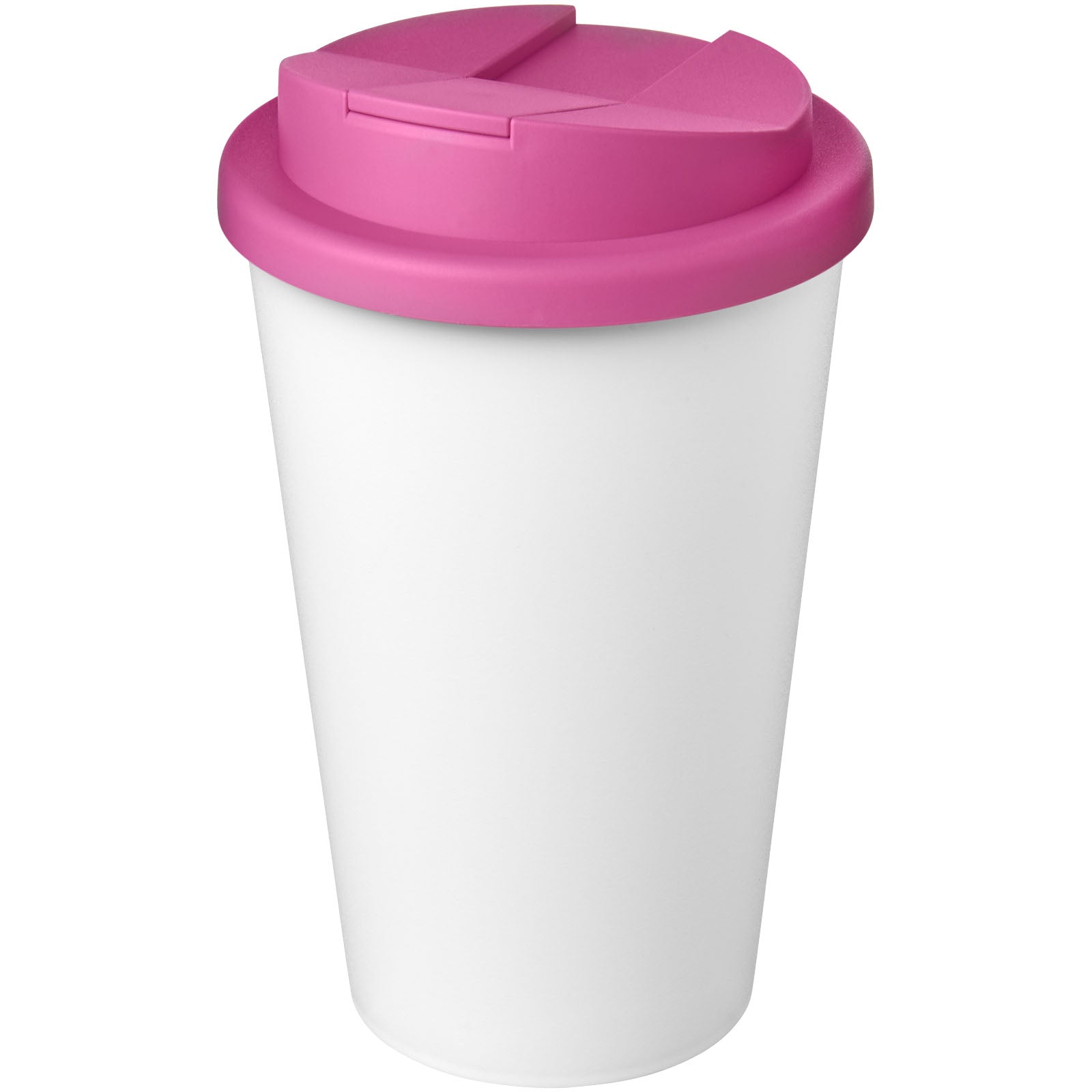 Americano® Eco 350 ml recycelter Becher mit auslaufsicherem Deckel – Rosa und Weiss