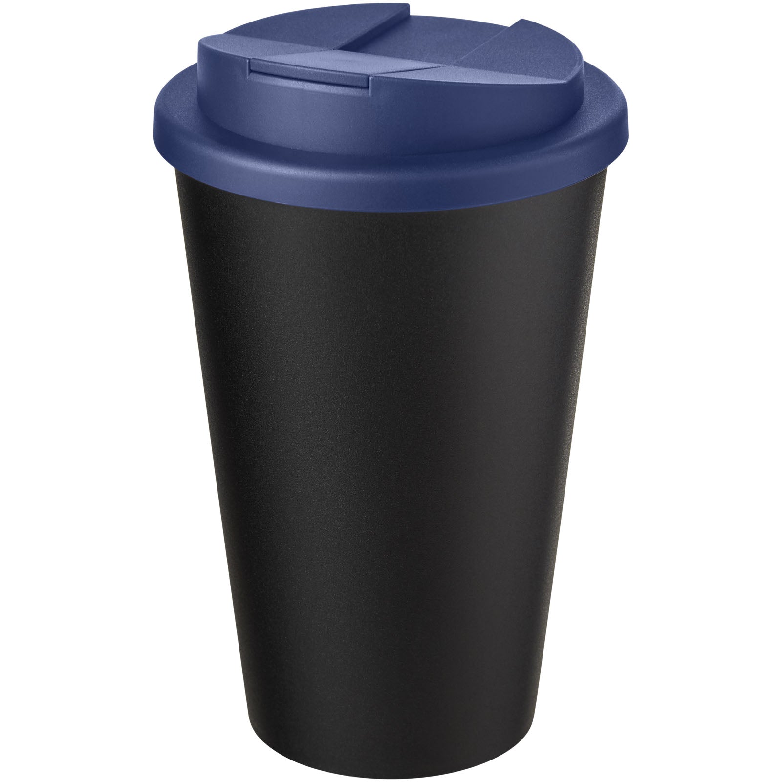 Americano® Eco 350 ml recycelter Becher mit auslaufsicherem Deckel – Blau und Schwarz