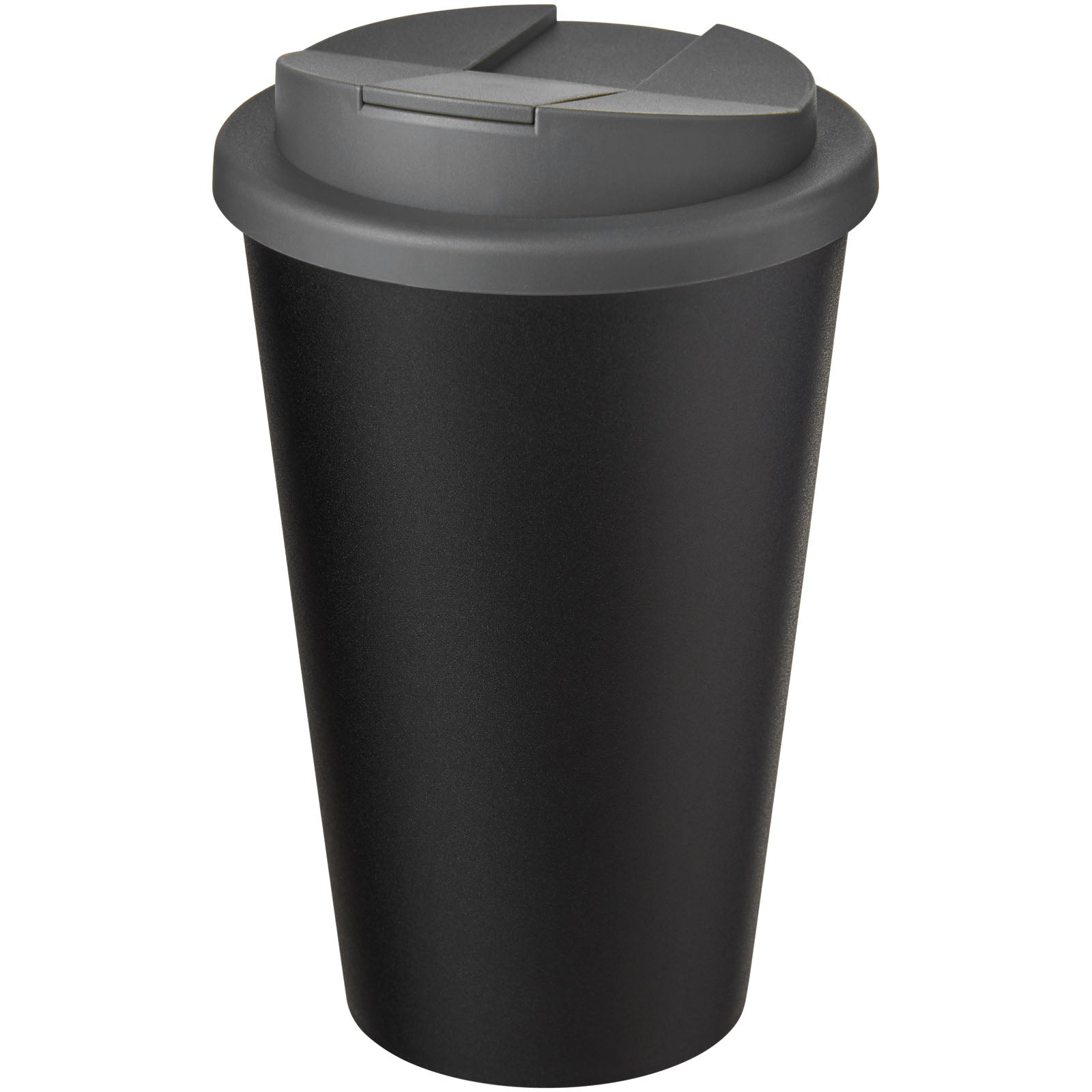Americano® Eco 350 ml recycelter Becher mit auslaufsicherem Deckel – Grau und Schwarz
