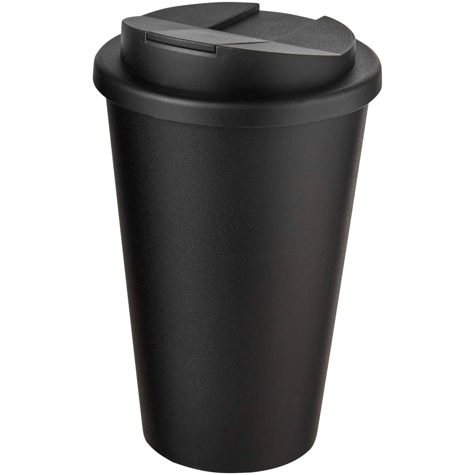 Americano® Eco 350 ml recycelter Becher mit auslaufsicherem Deckel – Schwarz