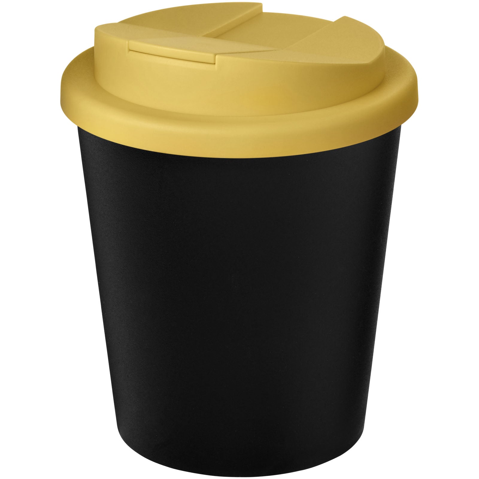 Americano® Espresso Eco 250 ml recycelter Isolierbecher mit auslaufsicherem Deckel – Schwarz und Gelb