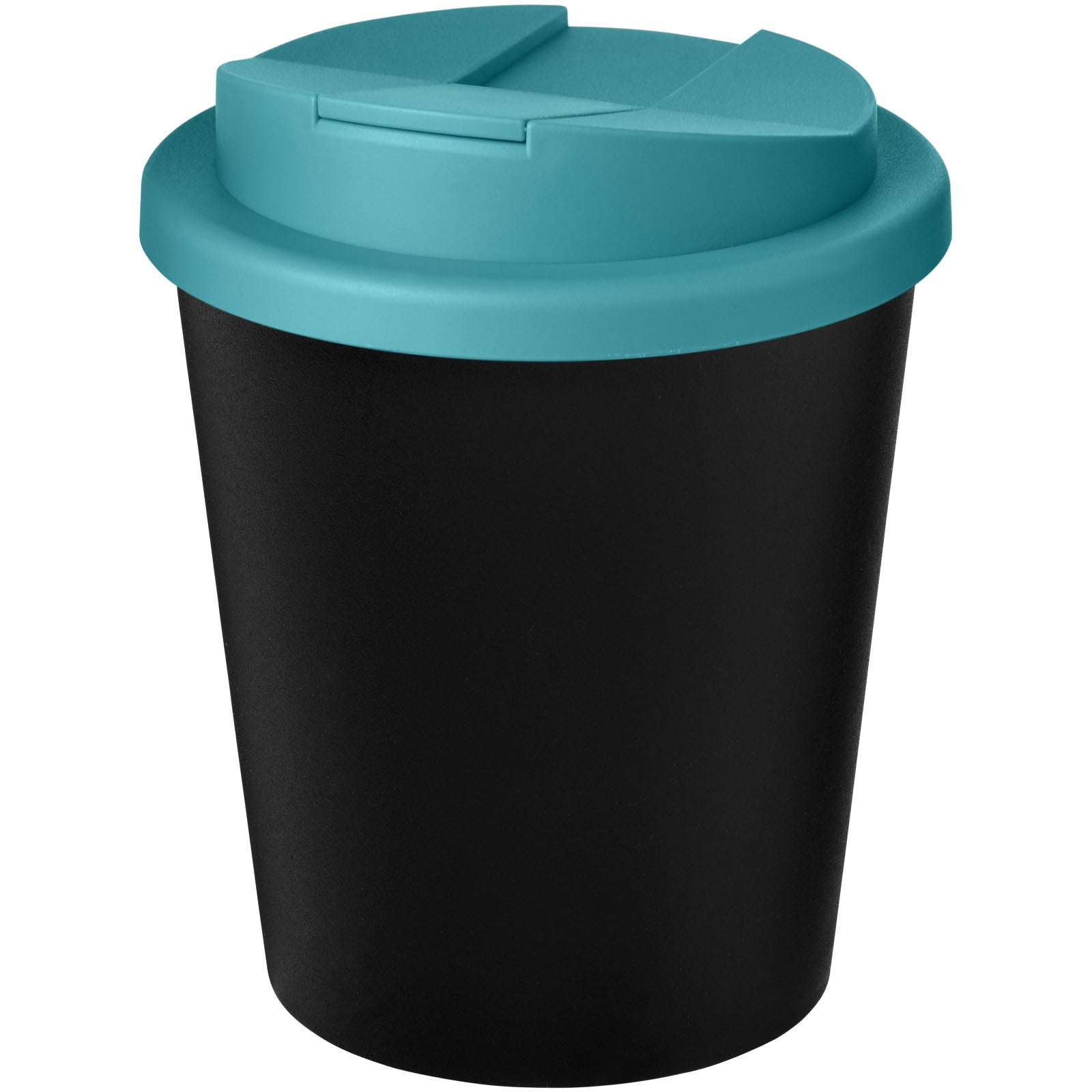 Americano® Espresso Eco 250 ml recycelter Isolierbecher mit auslaufsicherem Deckel – Schwarz und Aquablau