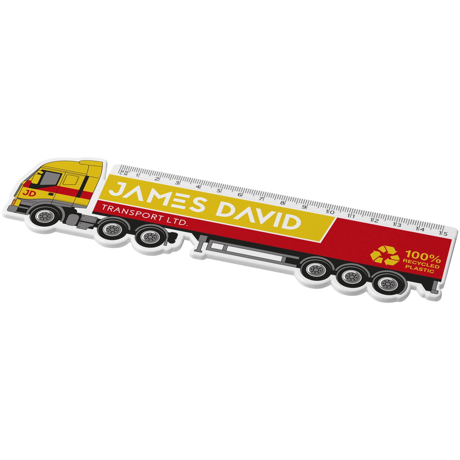 Tait 15 cm LKW-förmiges Lineal aus Recycling-Kunststoff – Weiss