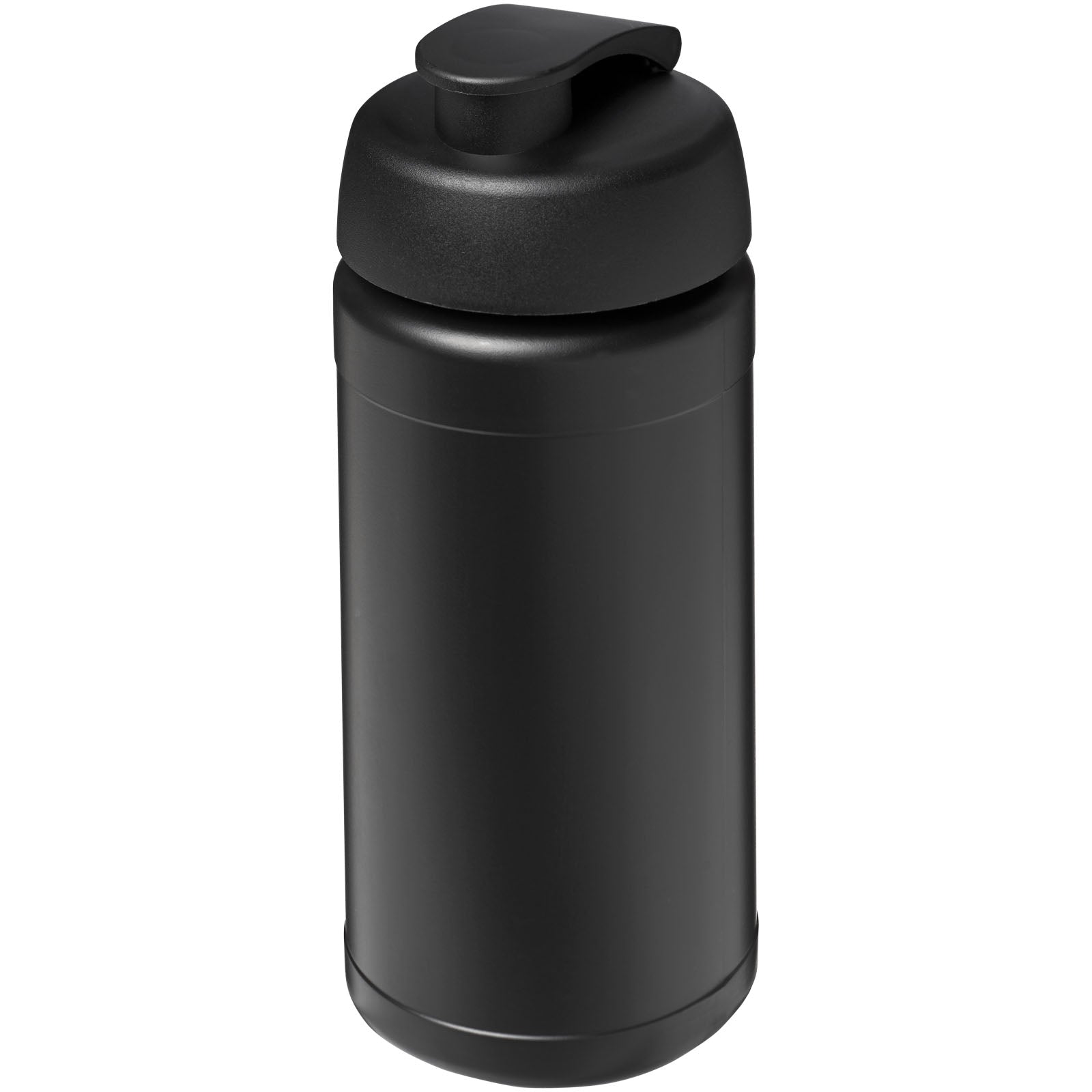Baseline 500 ml recycelte Sportflasche mit Klappdeckel – Schwarz